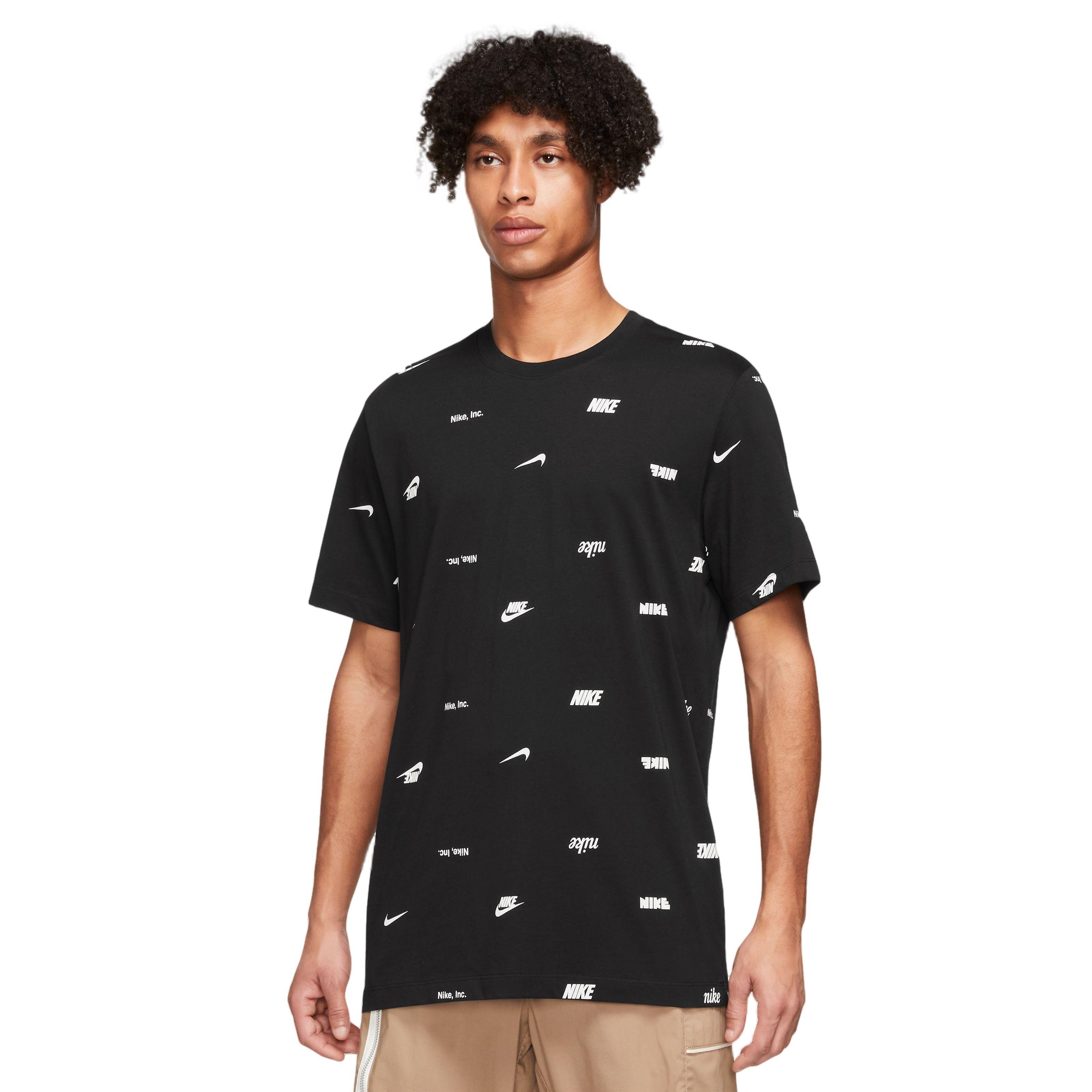 Nike Men's Club+ All Over Print Tee-Black - BLACK Thumbnail View 1