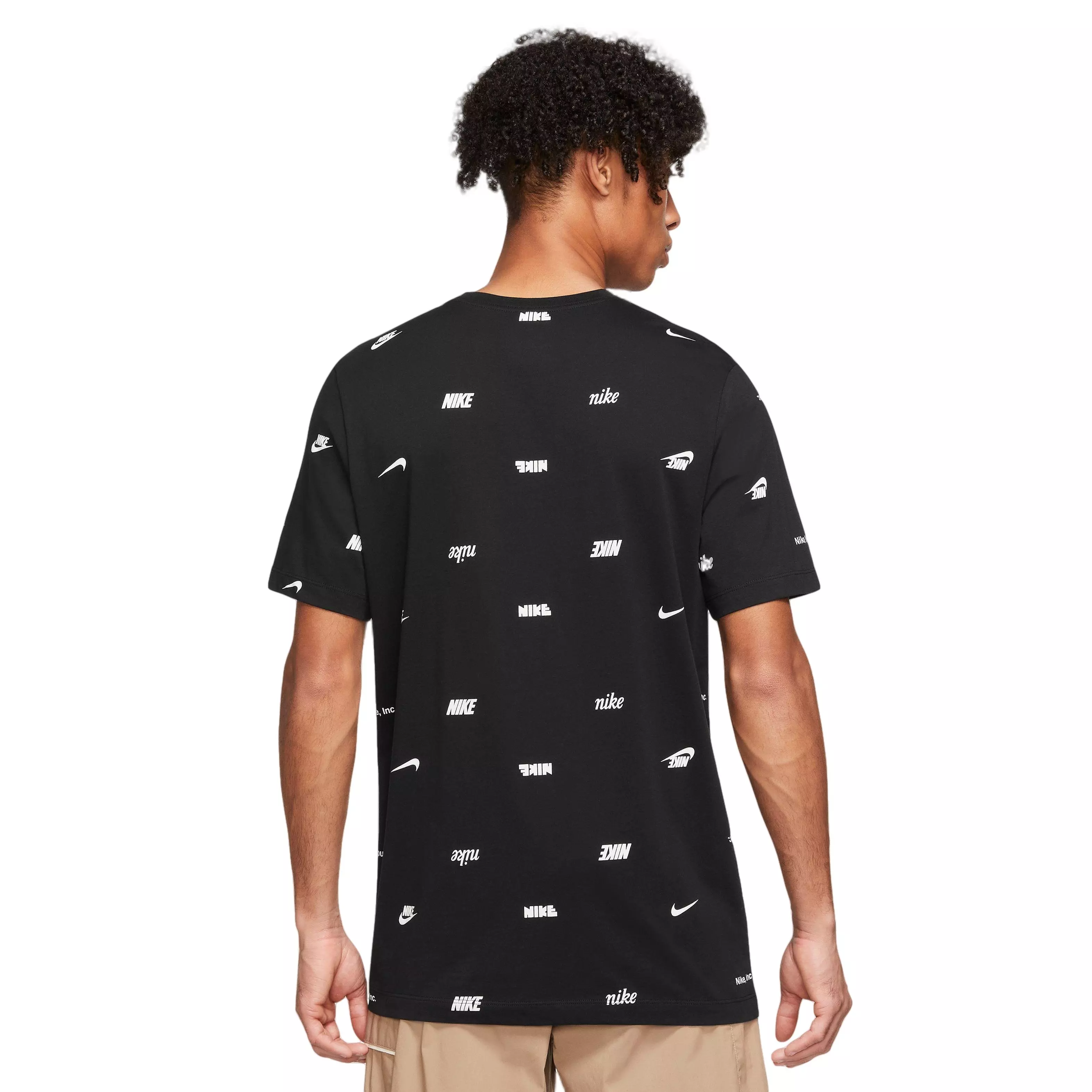 Nike Men's Club+ All Over Print Tee-Black - BLACK