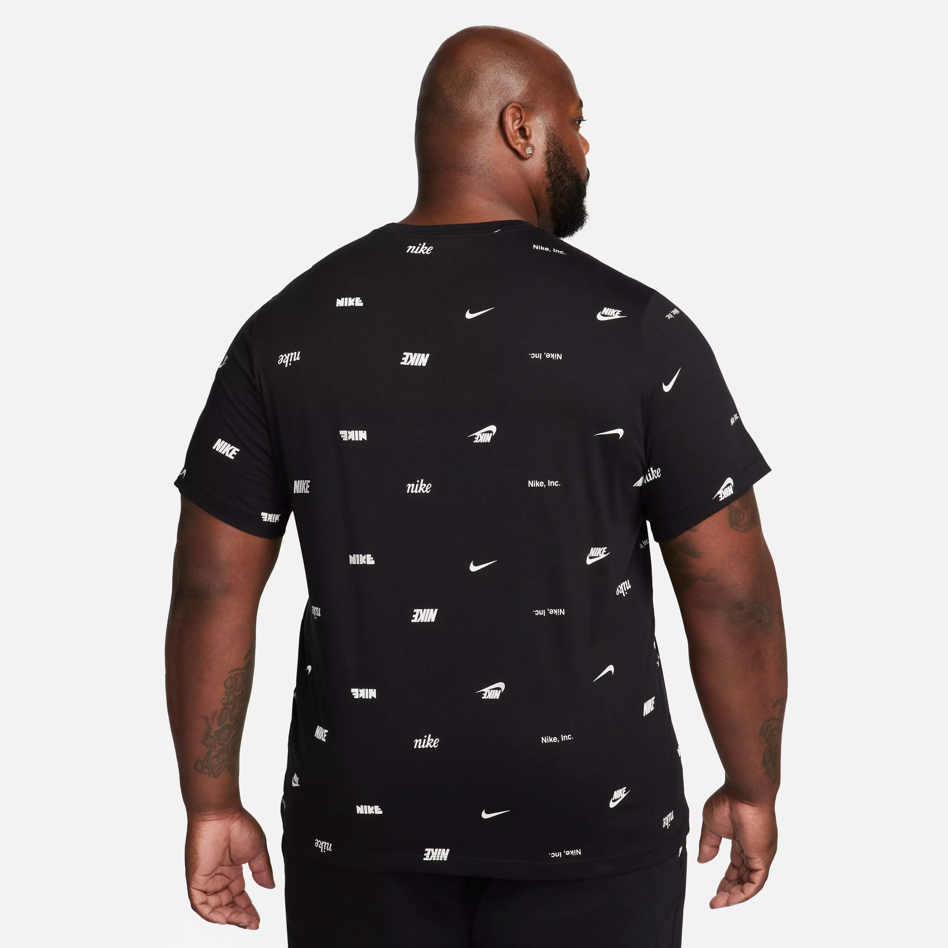 Nike Men's Club+ All Over Print Tee-Black - BLACK