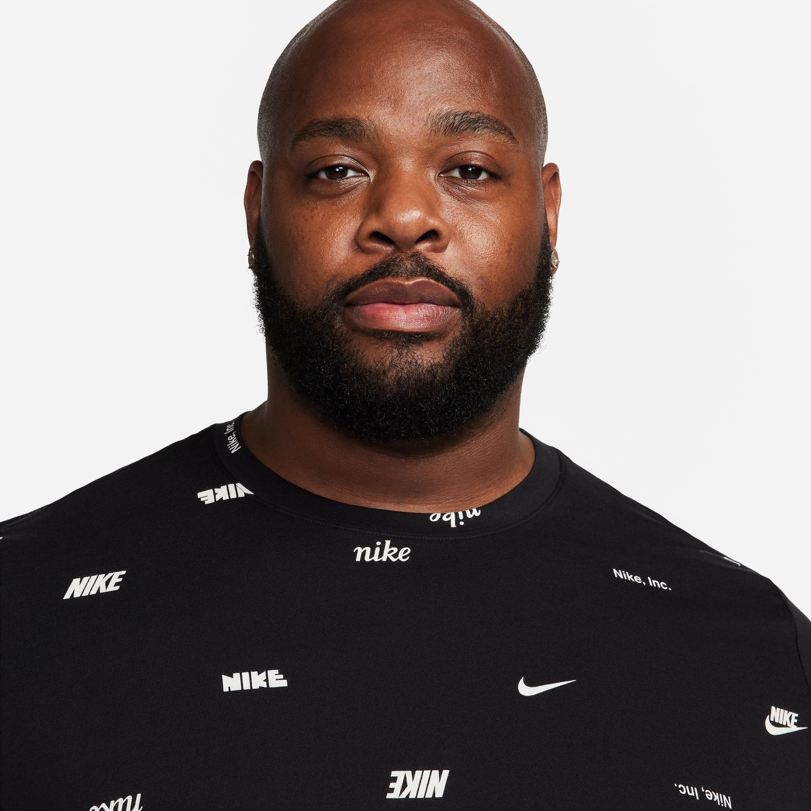 Nike Men's Club+ All Over Print Tee-Black - BLACK Thumbnail View 11