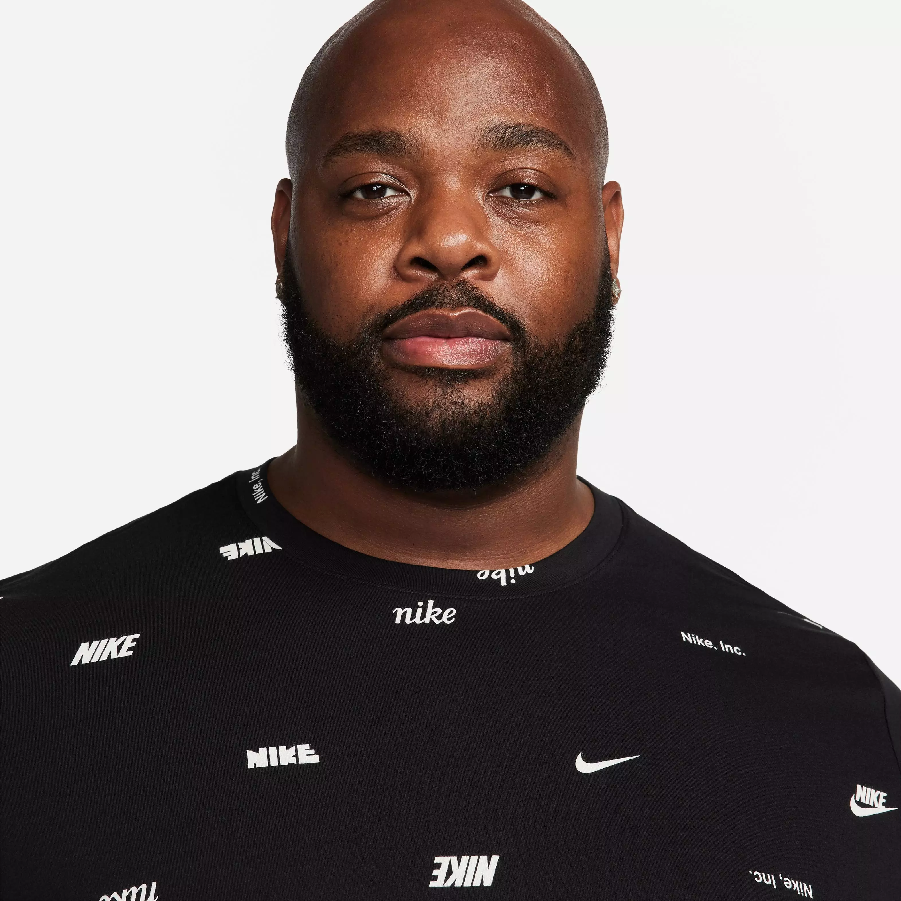 Nike Men's Club+ All Over Print Tee-Black - BLACK