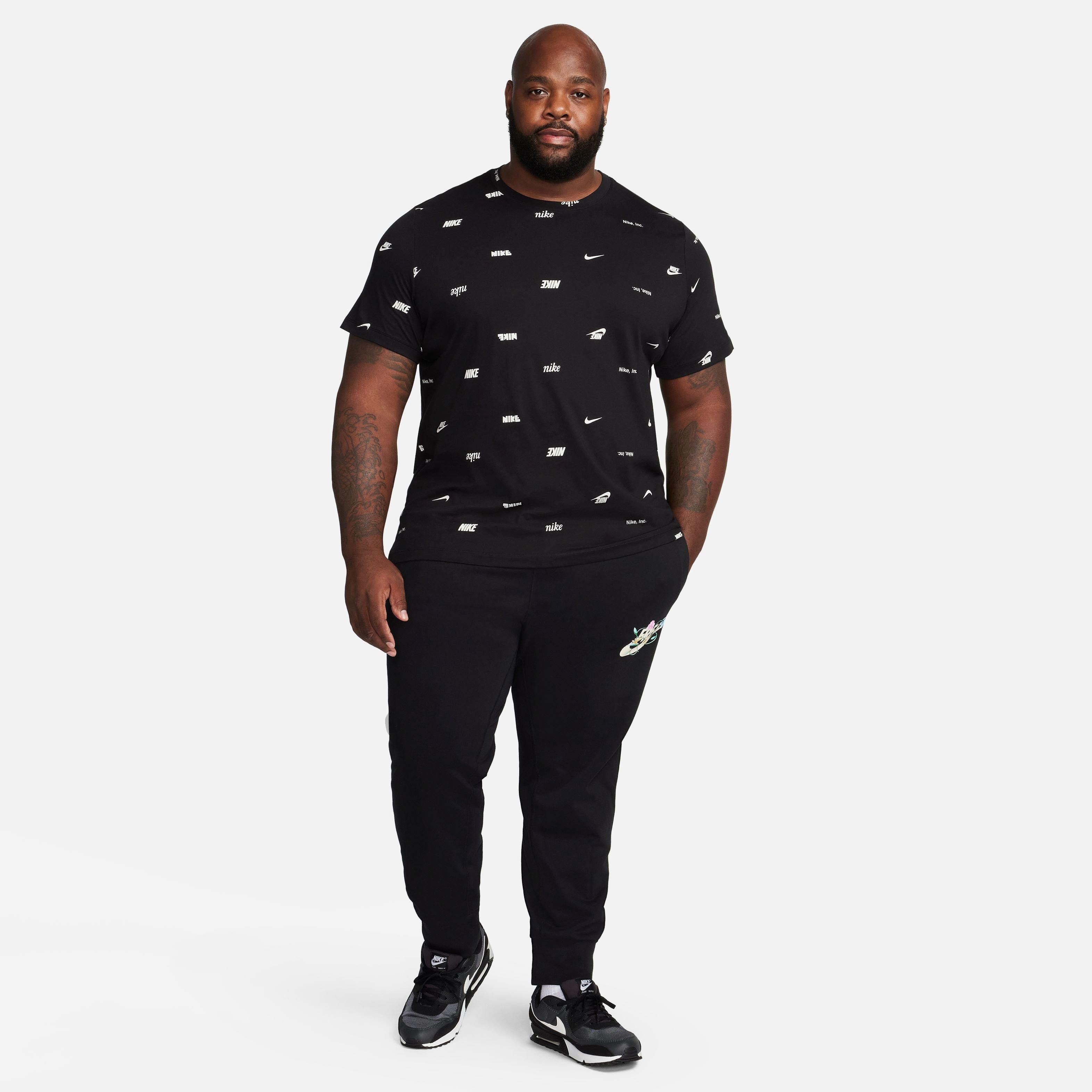 Nike Men's Club+ All Over Print Tee-Black - BLACK Thumbnail View 6