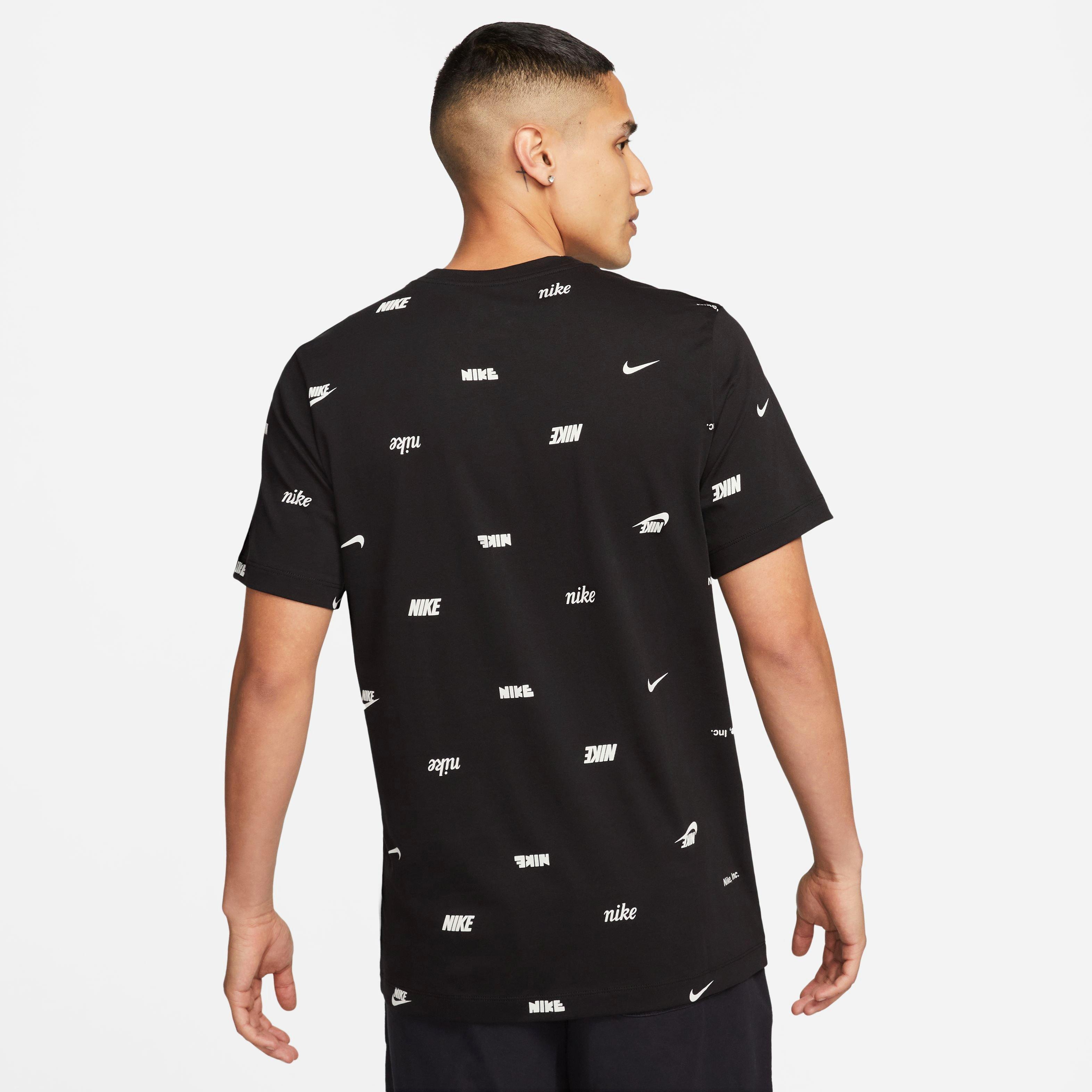 Nike Men's Club+ All Over Print Tee-Black - BLACK Thumbnail View 8