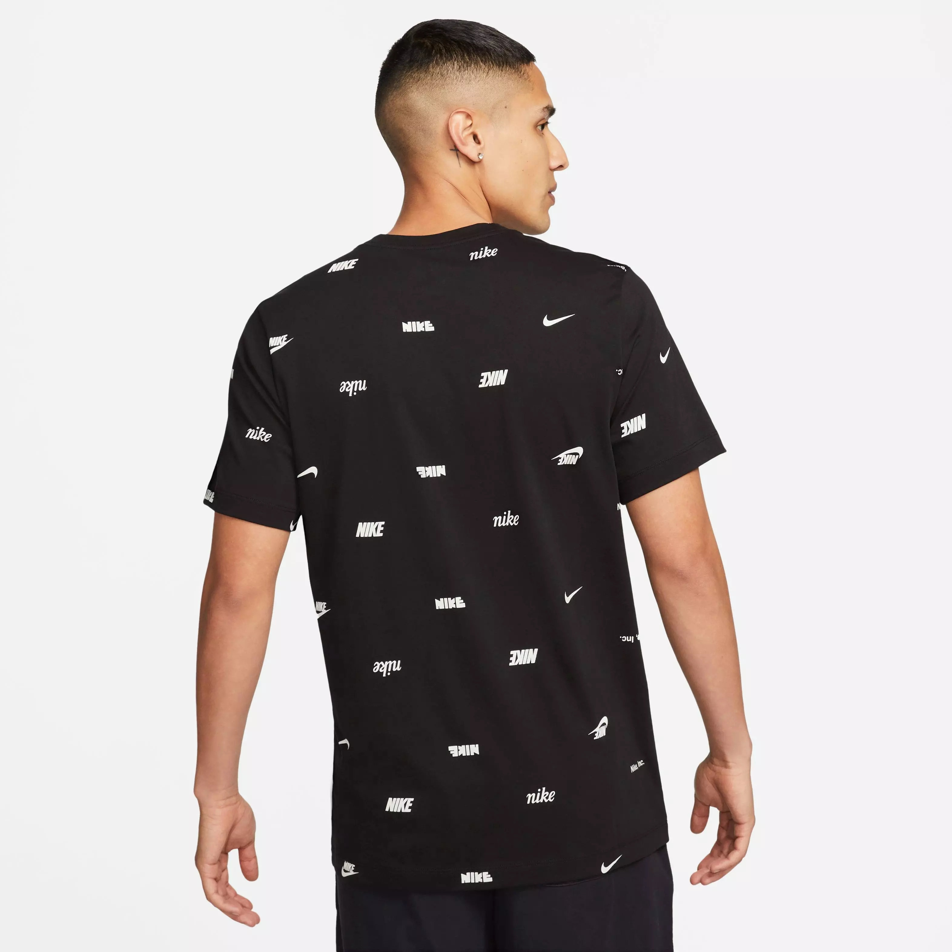 Nike Men's Club+ All Over Print Tee-Black - BLACK