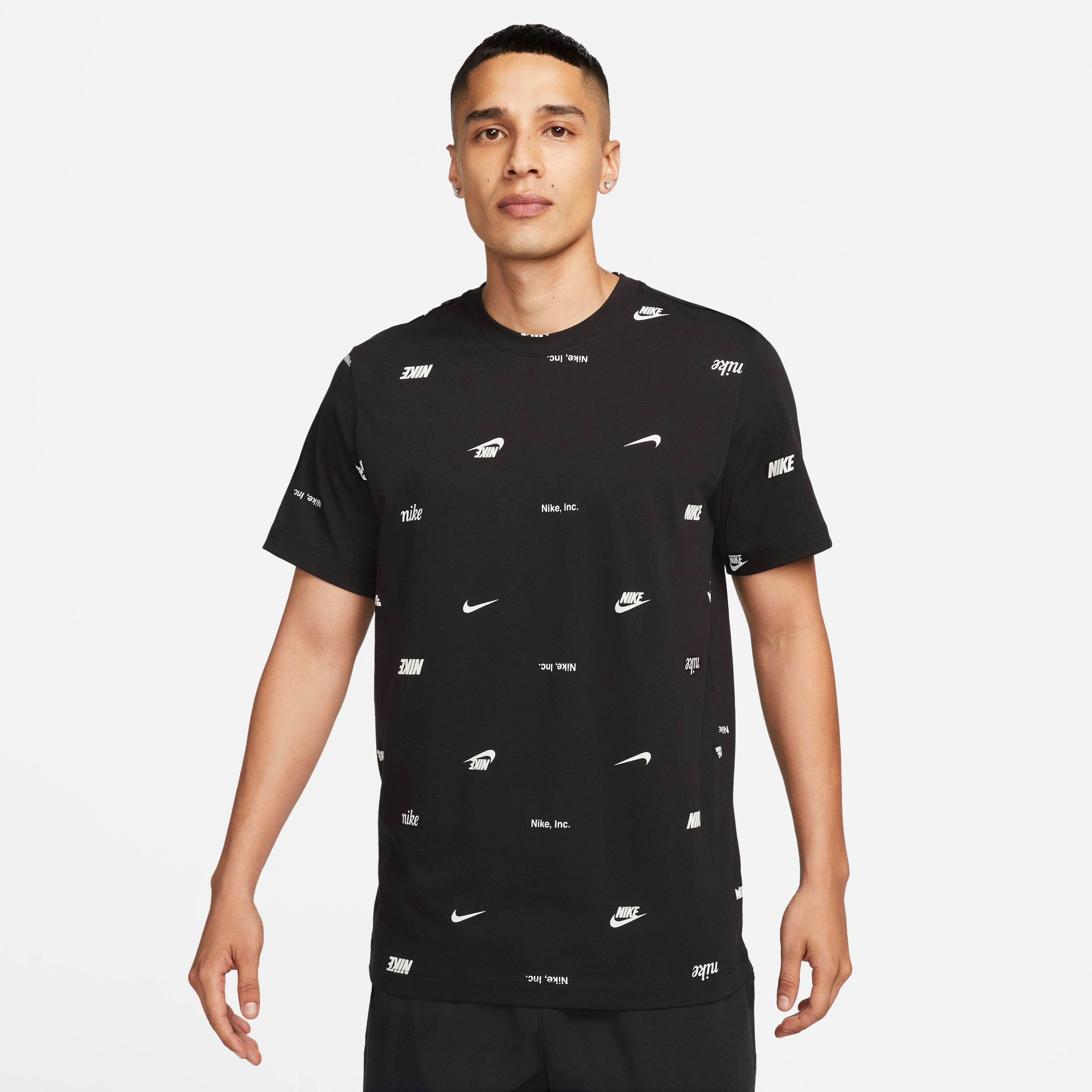 Nike Men's Club+ All Over Print Tee-Black - BLACK Thumbnail View 7
