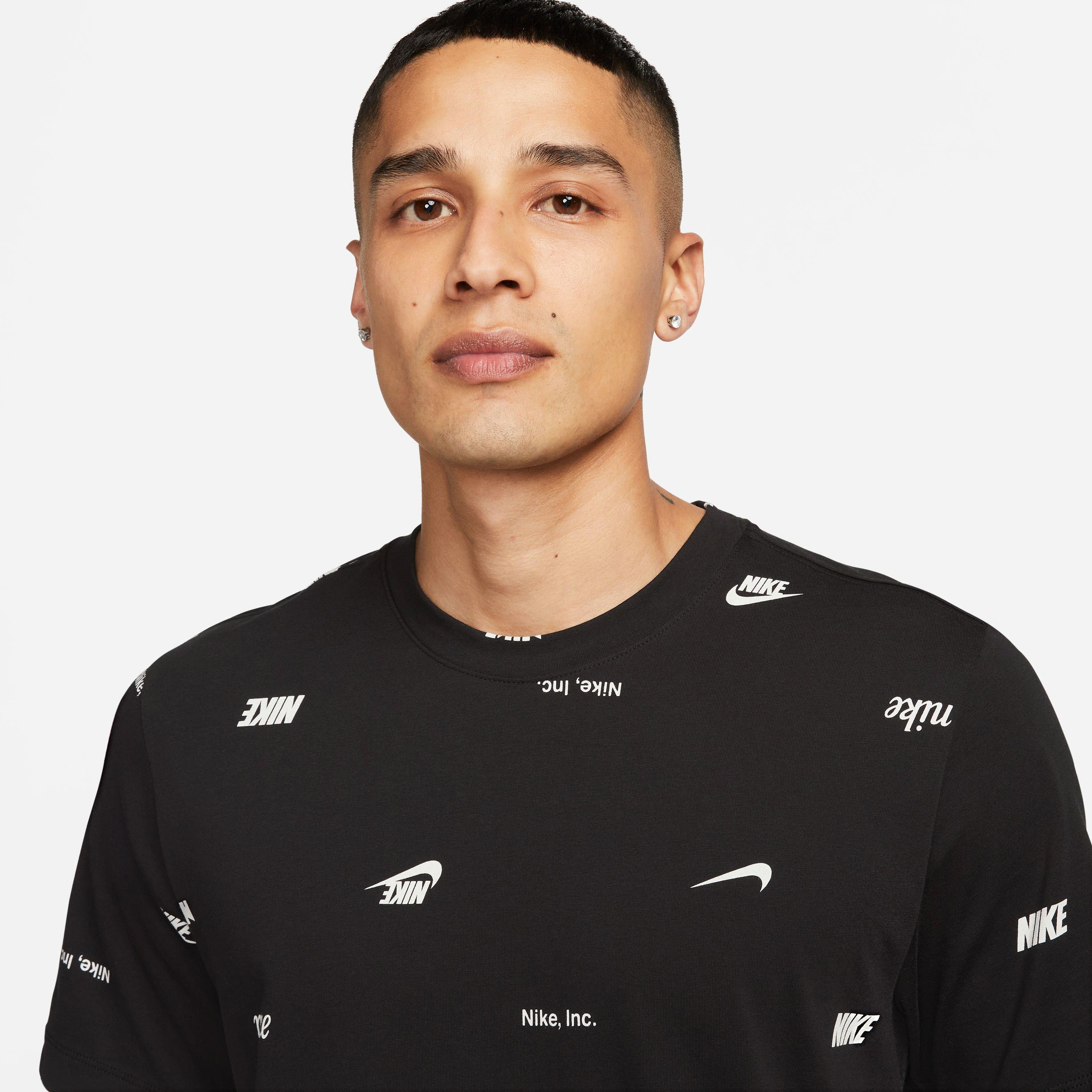 Nike Men's Club+ All Over Print Tee-Black - BLACK Thumbnail View 9