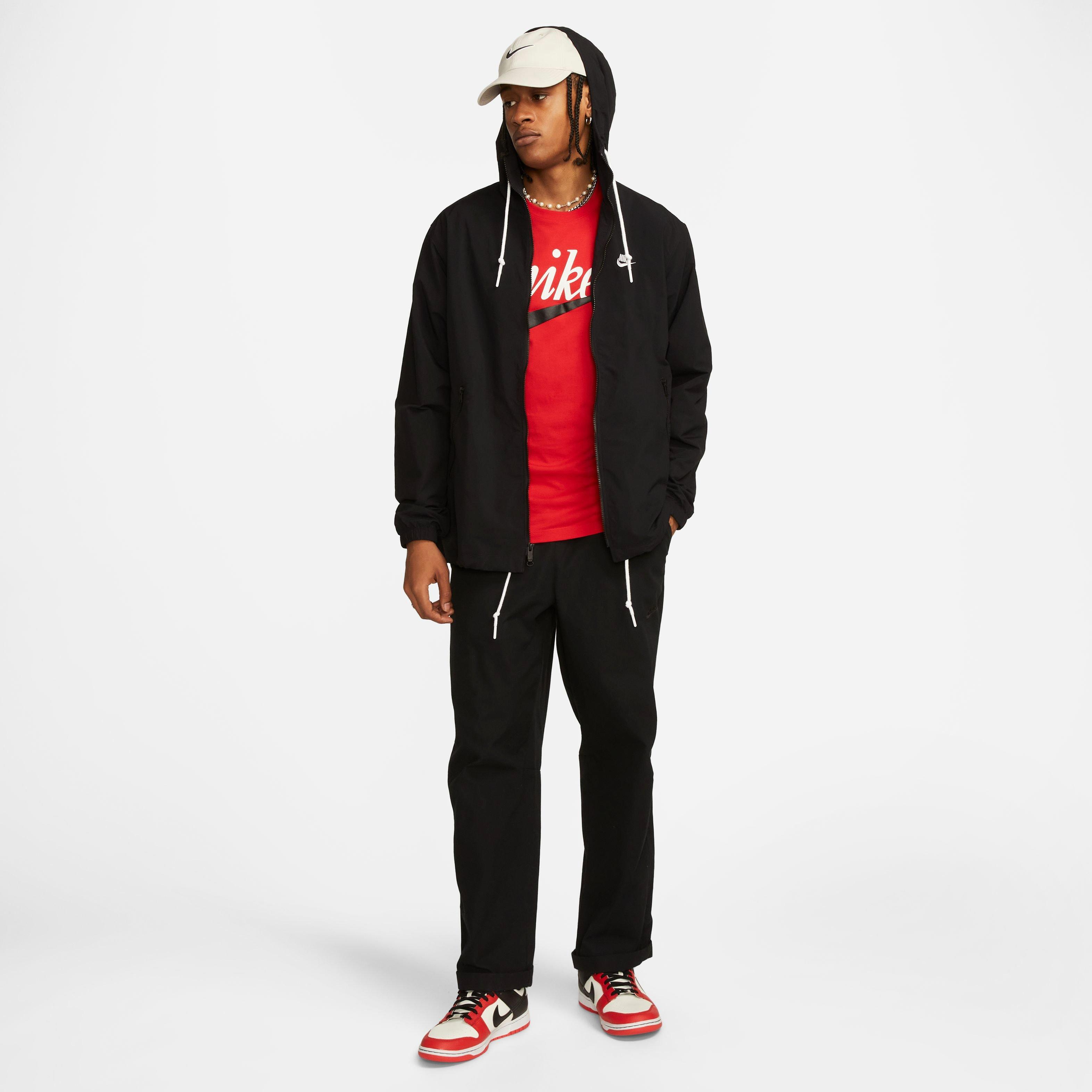 Nike Men's Sportswear Club Full-Zip Woven Jacket - BLACK Thumbnail View 7