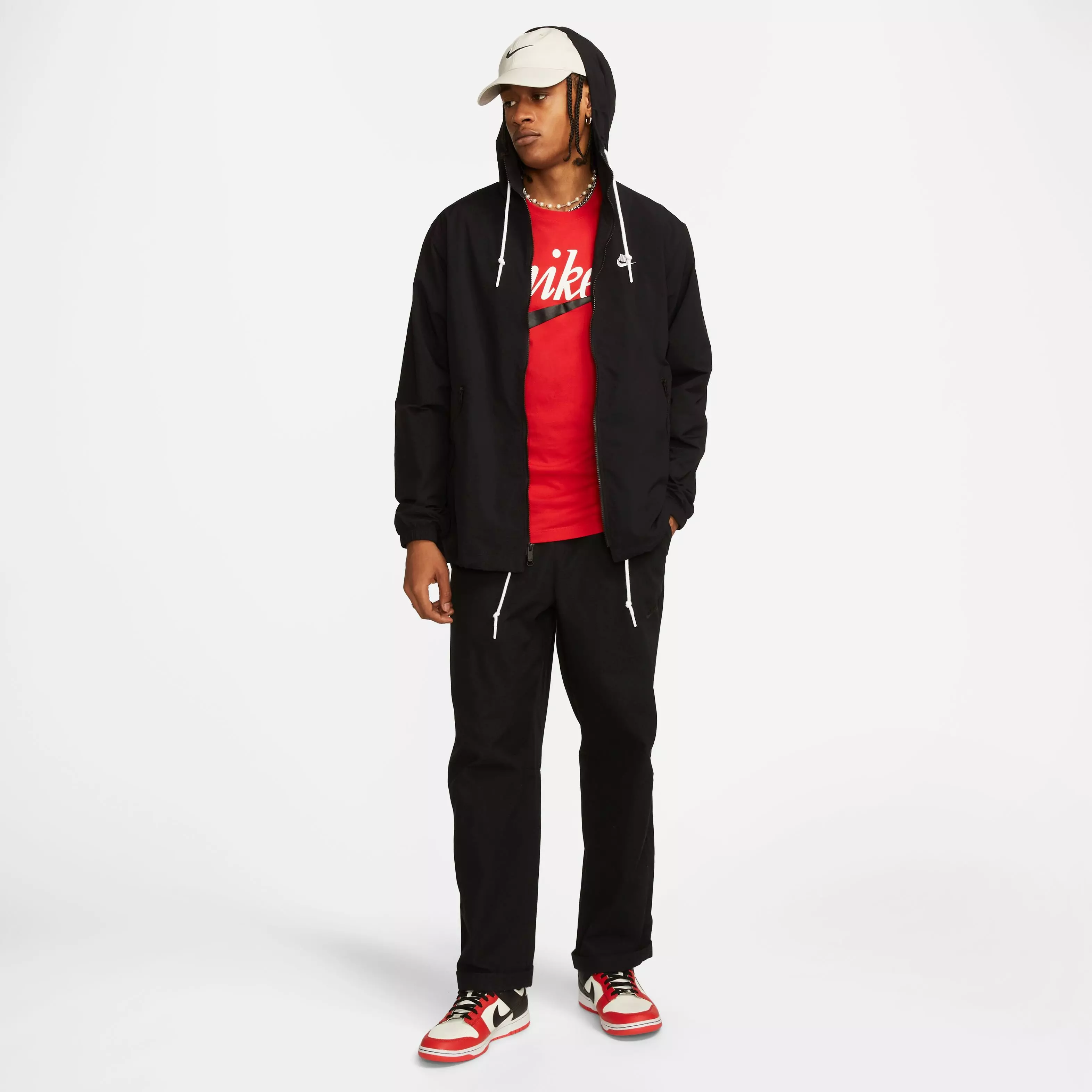 Nike Men's Sportswear Club Full-Zip Woven Jacket - BLACK