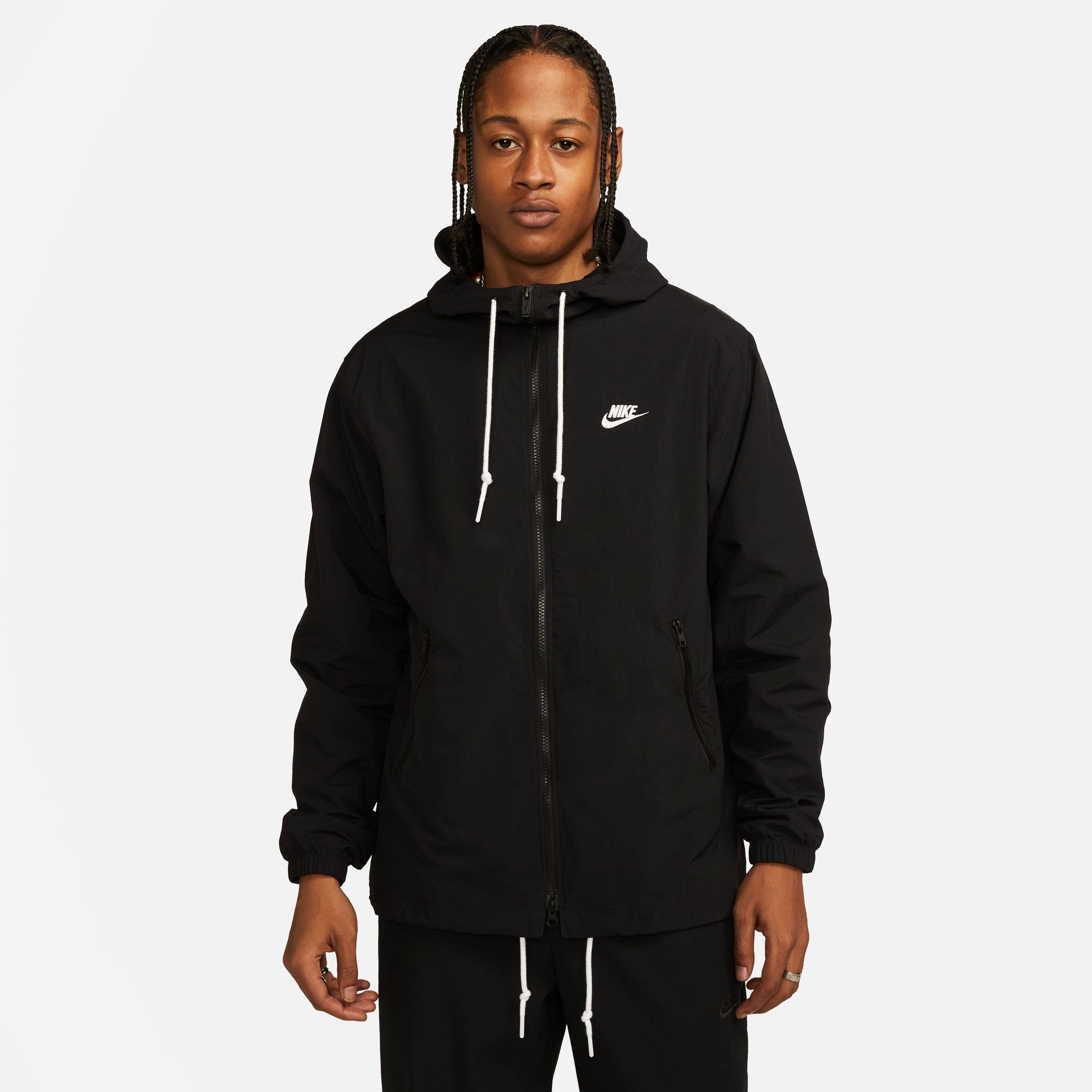 Nike Men's Sportswear Club Full-Zip Woven Jacket - BLACK Thumbnail View 4