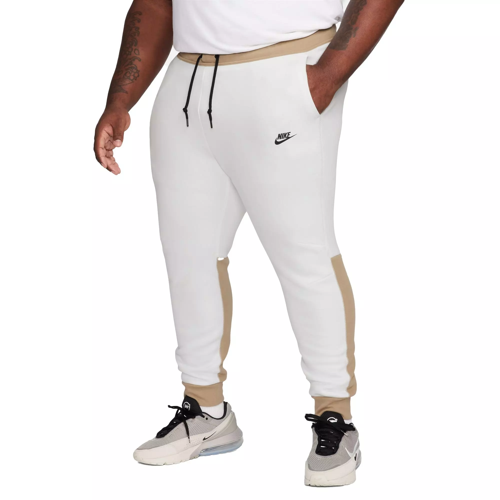 Nike Men's Tech Fleece Joggers - Summit White - WHITE/KHAKI