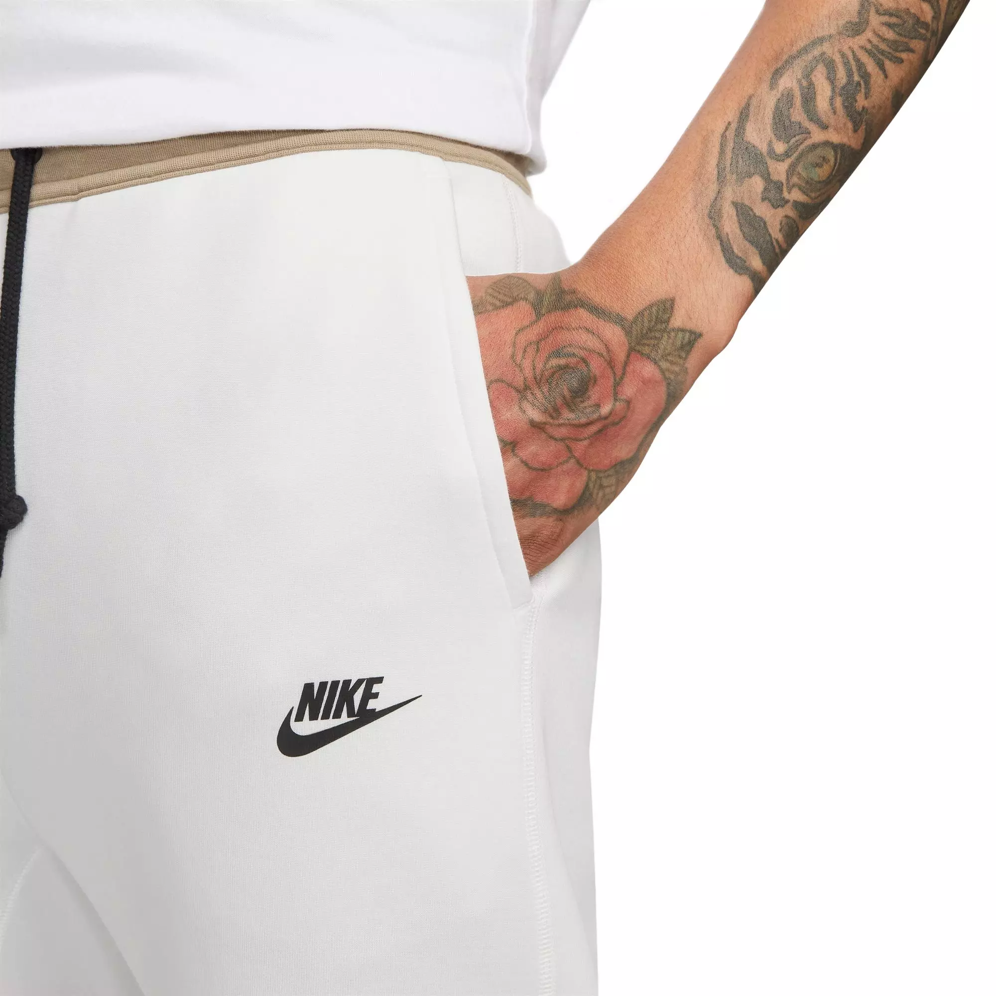 Nike Men's Tech Fleece Joggers - Summit White - WHITE/KHAKI