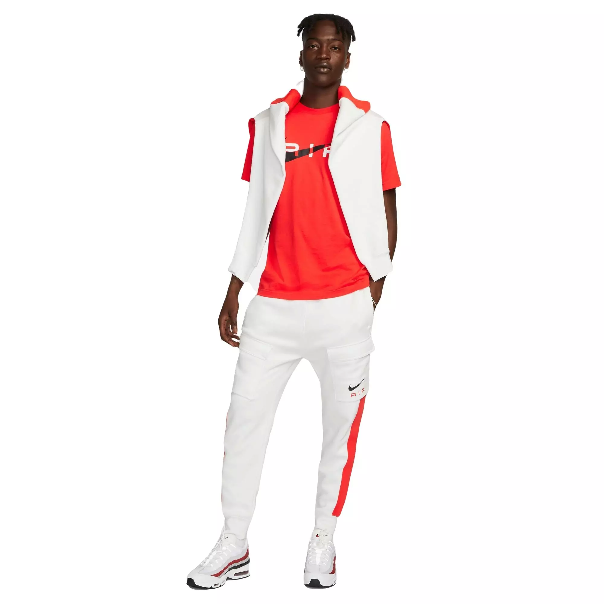 Nike Men's Air Fleece Pants - White/Red - WHITE/RED