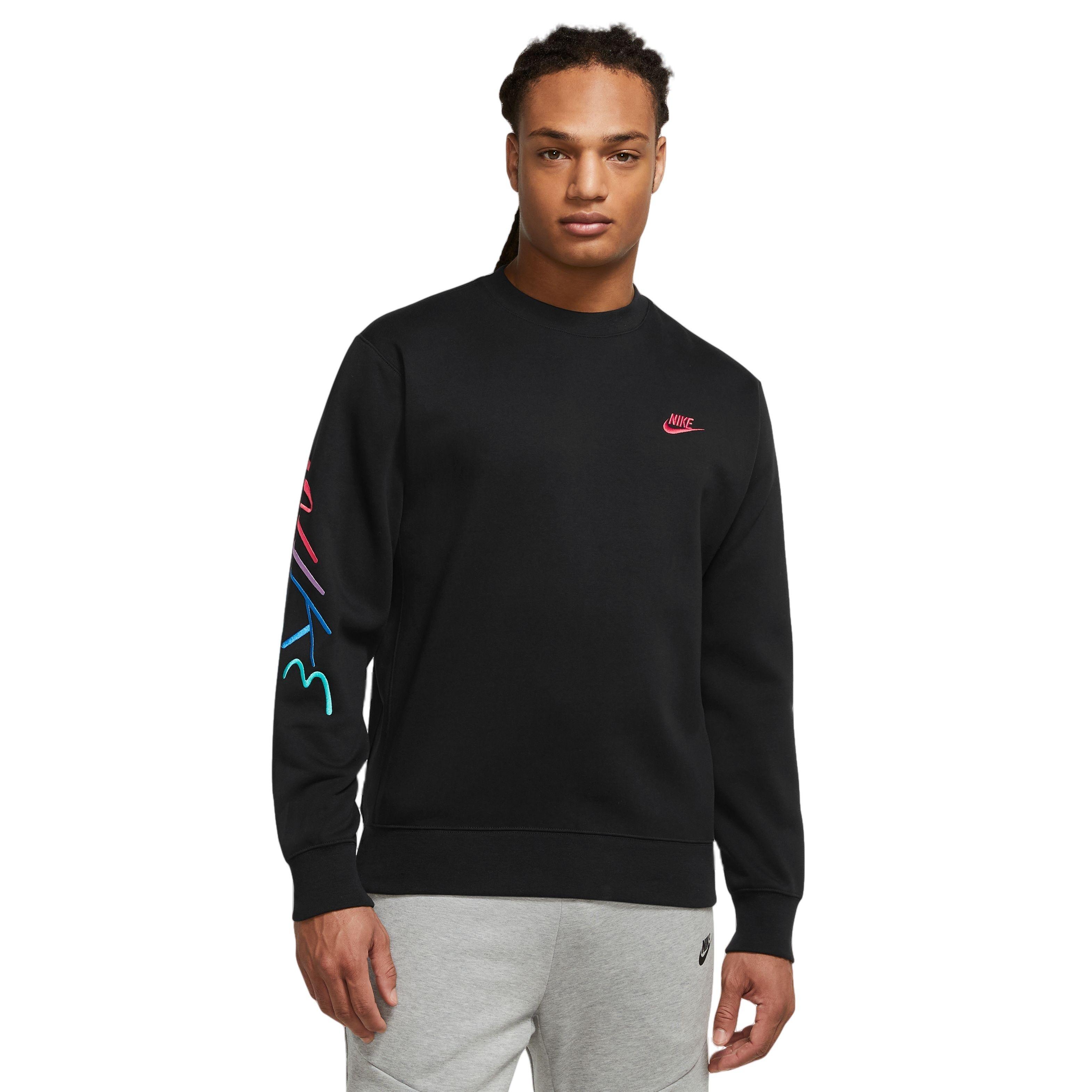 Nike Men's Club Fleece+ Brushed-Back Graphic Crew-Black​ - Hibbett