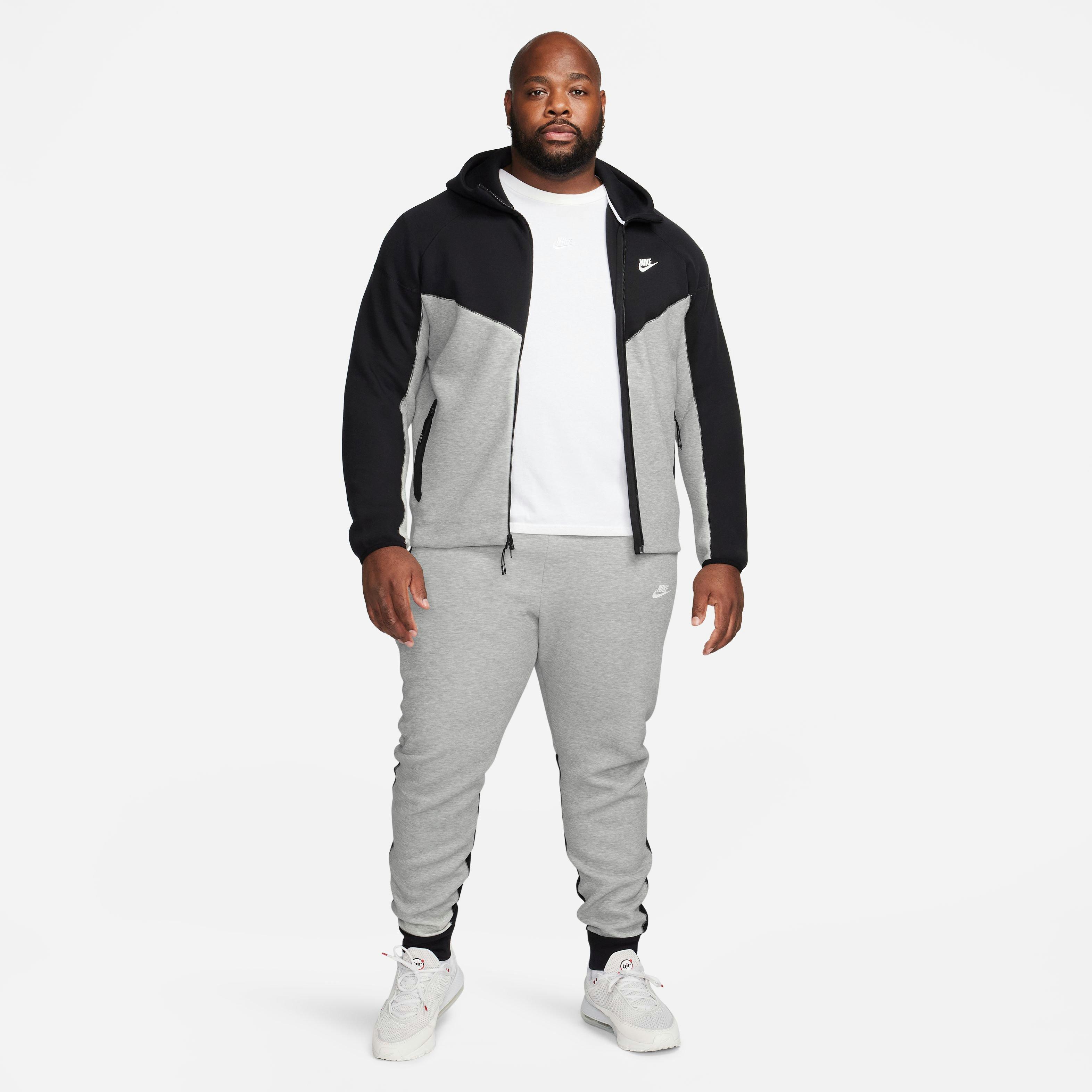 Nike Men's Sportswear Tech Fleece Full-Zip Windrunner Jacket-Black/Grey - BLACK/GREY Thumbnail View 7