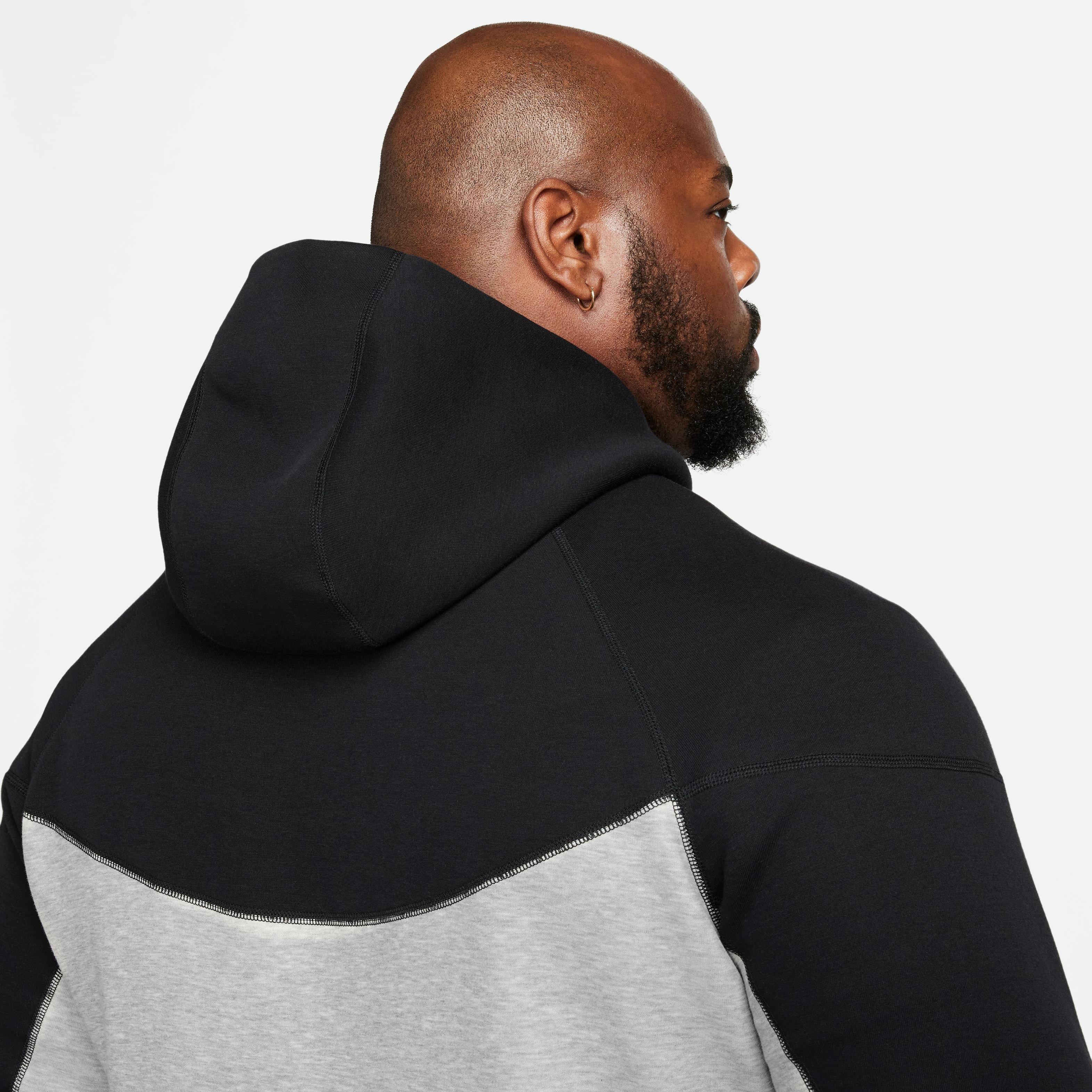 Nike Men's Sportswear Tech Fleece Full-Zip Windrunner Jacket-Black/Grey - BLACK/GREY Thumbnail View 5