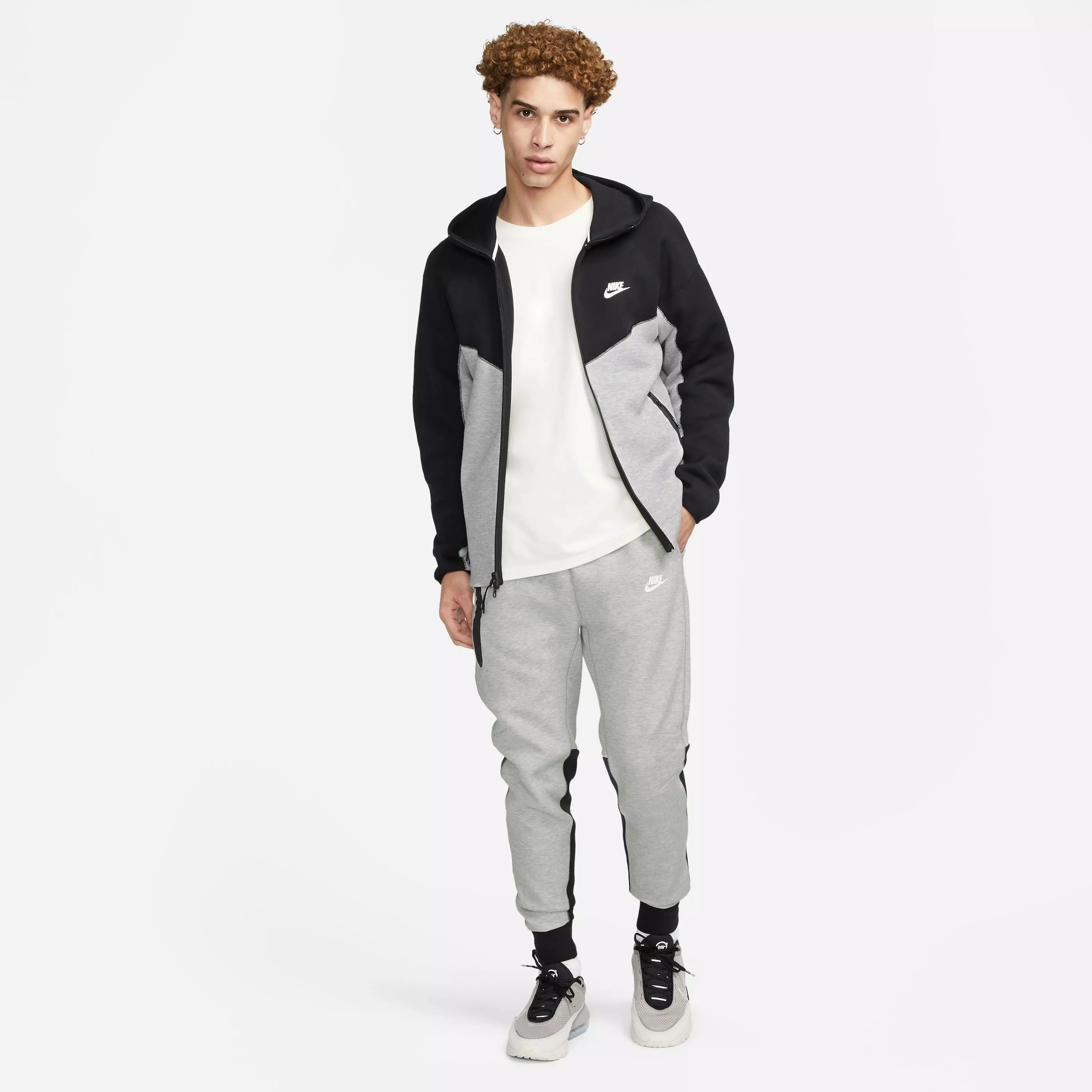 Nike Men's Sportswear Tech Fleece Full-Zip Windrunner Jacket-Black/Grey - BLACK/GREY