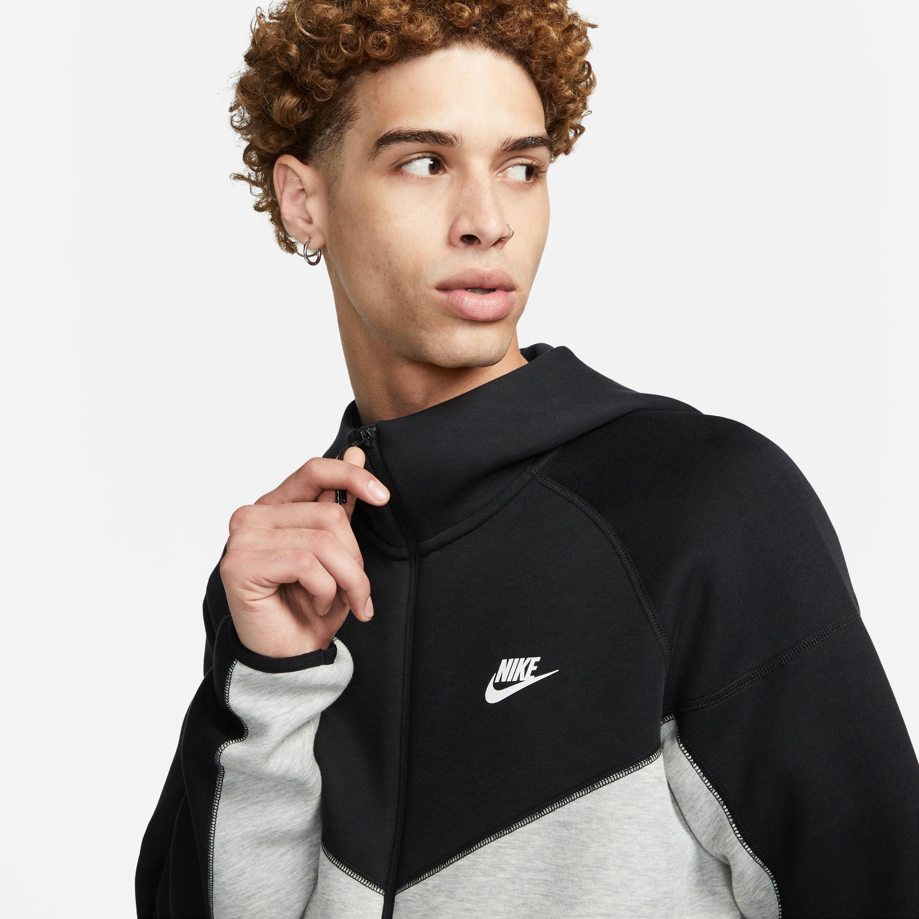 Nike Men's Sportswear Tech Fleece Full-Zip Windrunner Jacket-Black/Grey - BLACK/GREY Thumbnail View 11