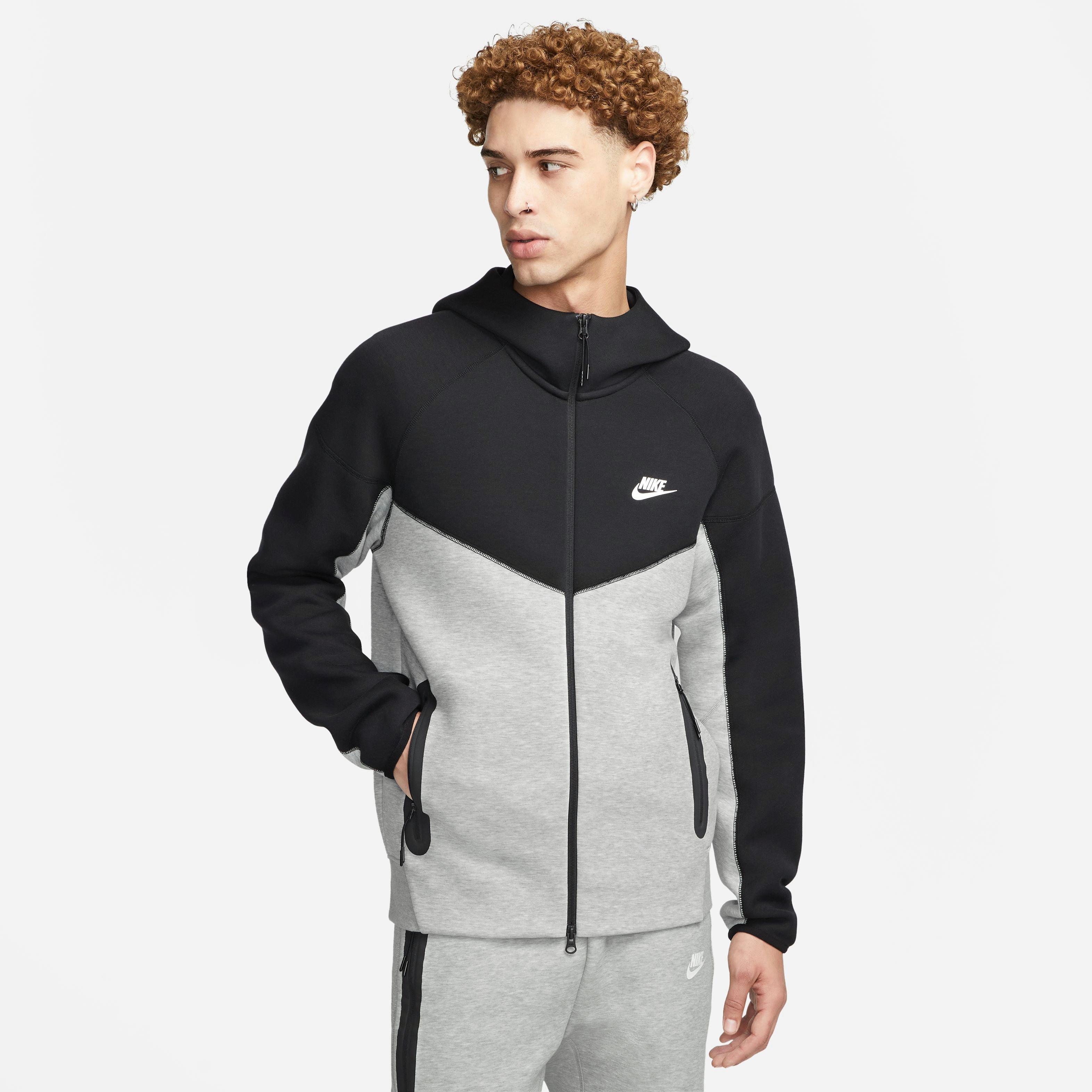 Nike Men's Sportswear Tech Fleece Full-Zip Windrunner Jacket-Black/Grey - BLACK/GREY Thumbnail View 9