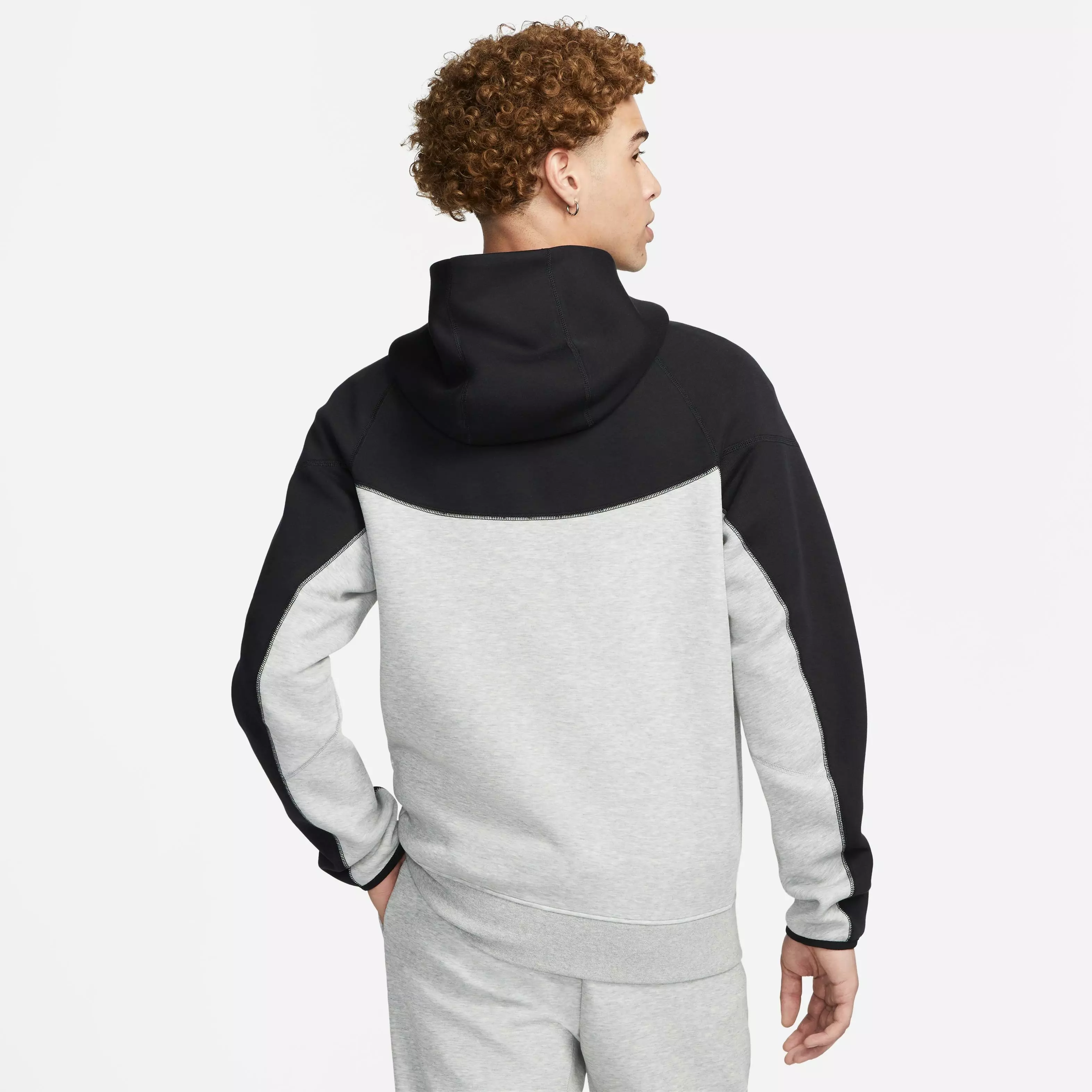Nike Men's Sportswear Tech Fleece Full-Zip Windrunner Jacket-Black/Grey - BLACK/GREY
