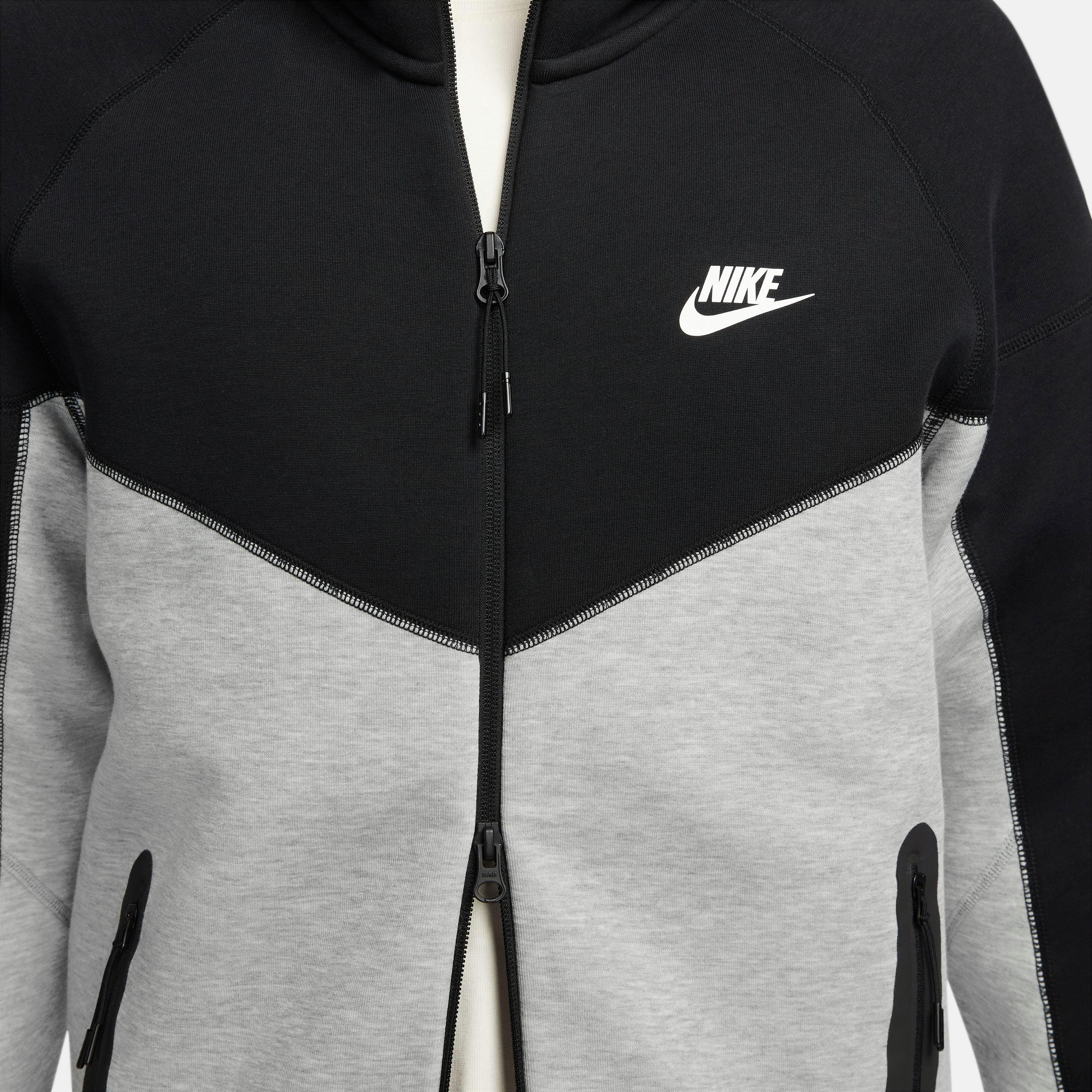Nike Men's Sportswear Tech Fleece Full-Zip Windrunner Jacket-Black/Grey - BLACK/GREY Thumbnail View 14