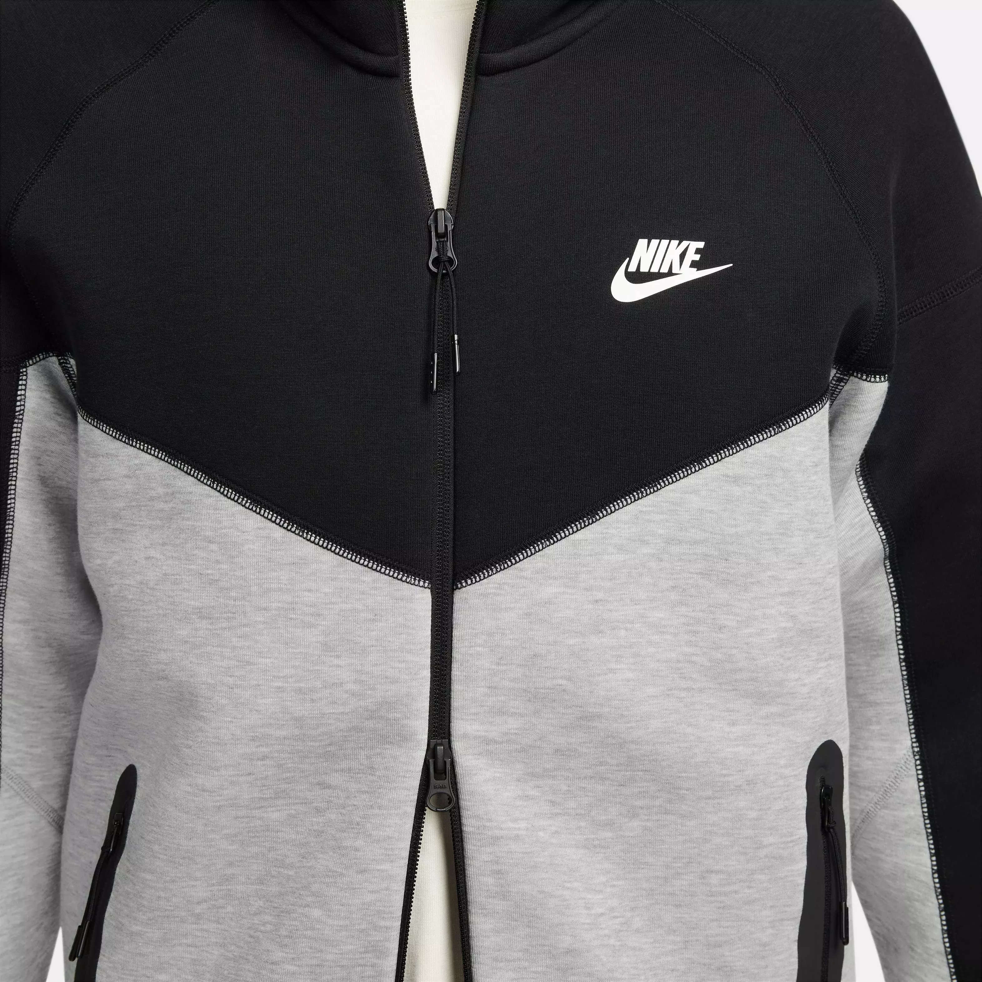 Nike Men's Sportswear Tech Fleece Full-Zip Windrunner Jacket-Black/Grey - BLACK/GREY