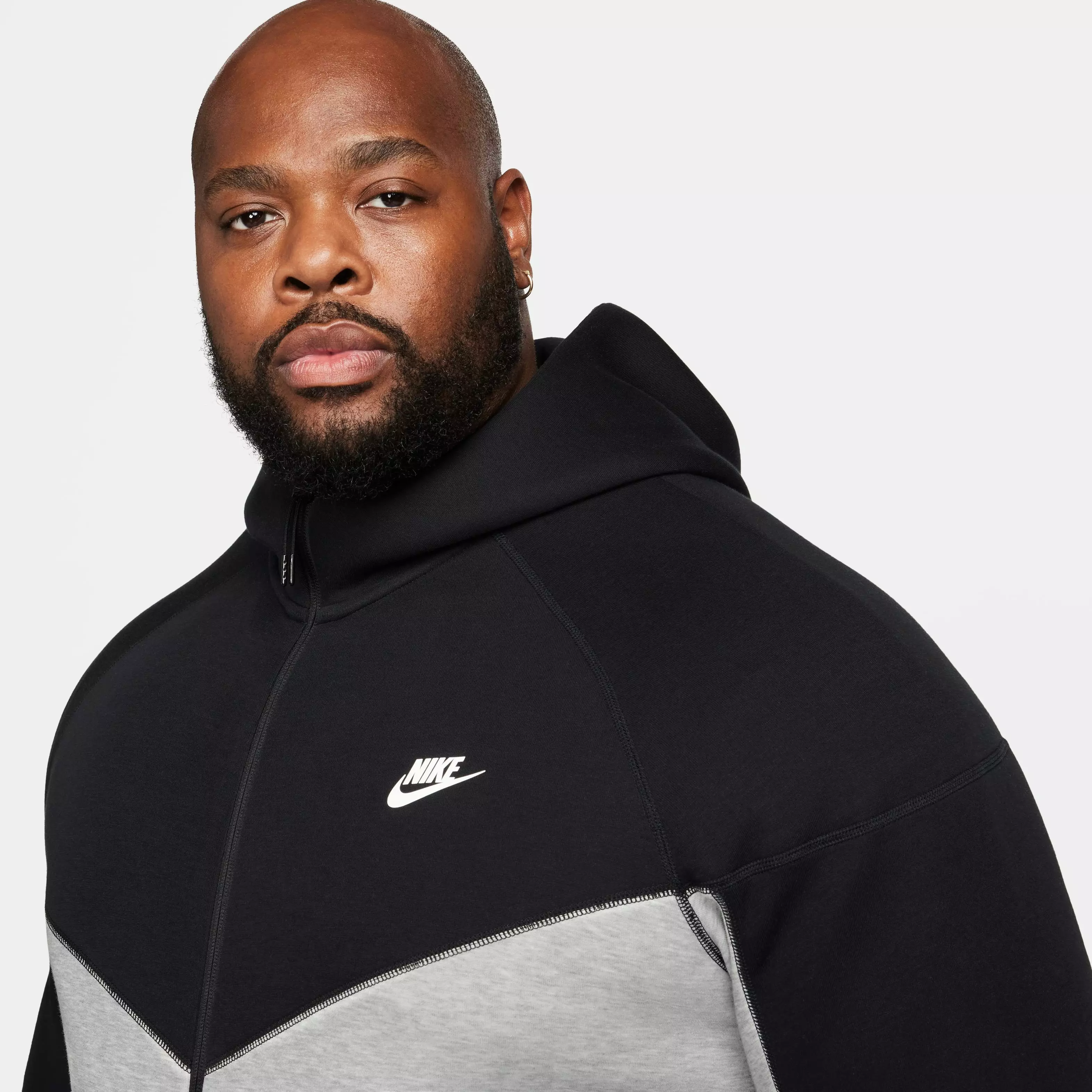 Nike Men's Sportswear Tech Fleece Full-Zip Windrunner Jacket-Black/Grey - BLACK/GREY