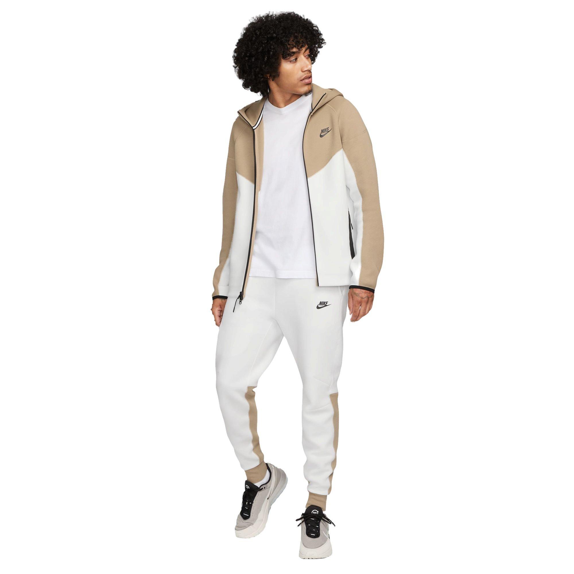Nike Men's Tech Fleece Full-Zip Hoodie - Summit White - WHITE/KHAKI Thumbnail View 3