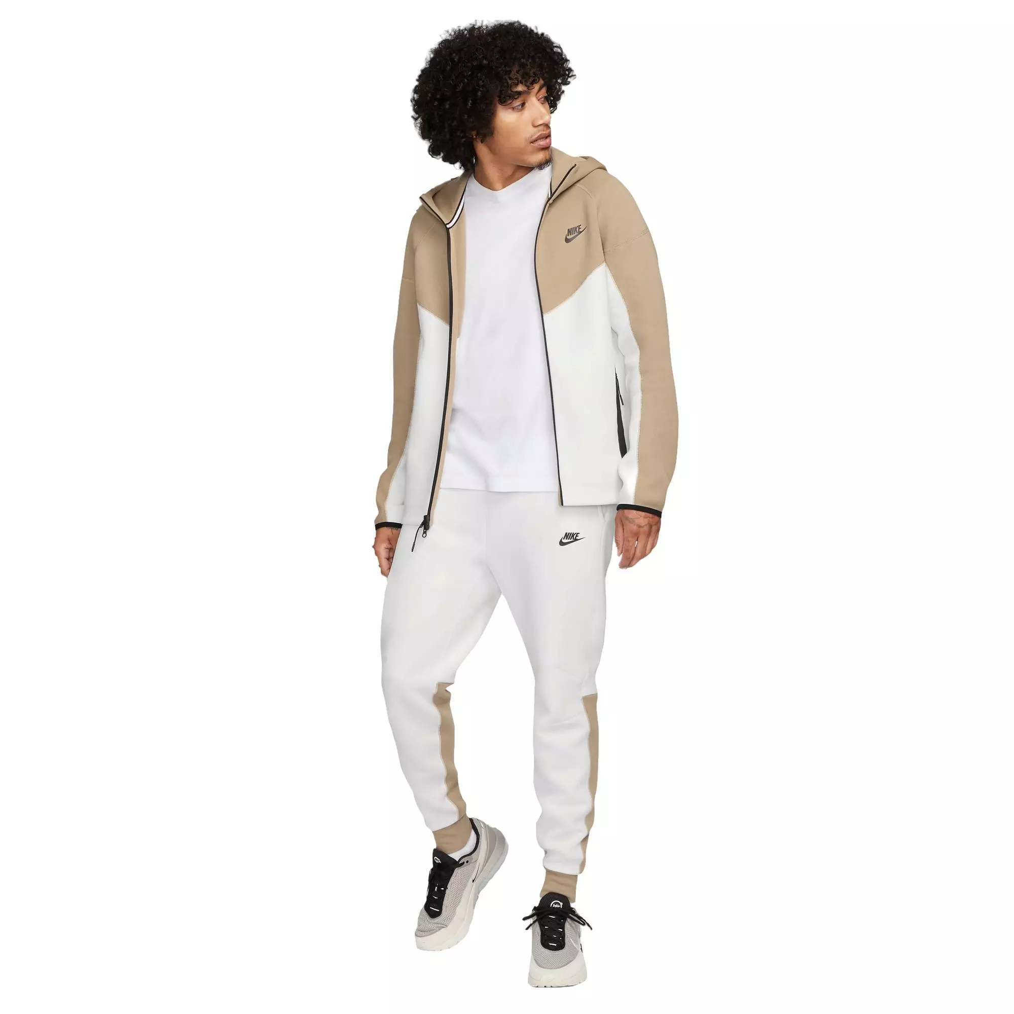 Nike Men's Tech Fleece Full-Zip Hoodie - Summit White - WHITE/KHAKI