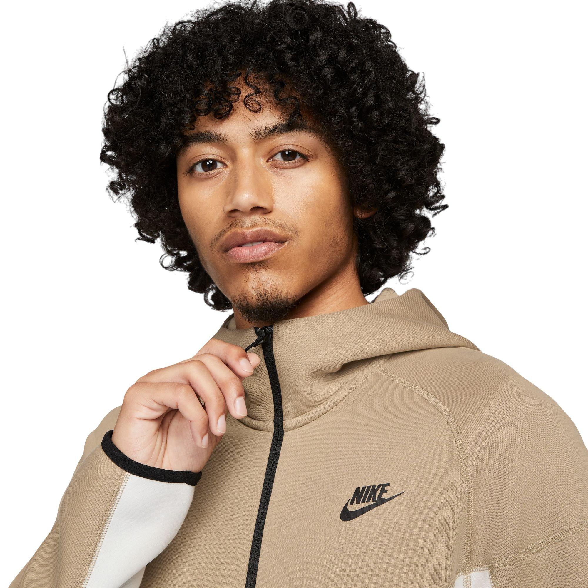 Nike Men's Tech Fleece Full-Zip Hoodie - Summit White - WHITE/KHAKI Thumbnail View 4