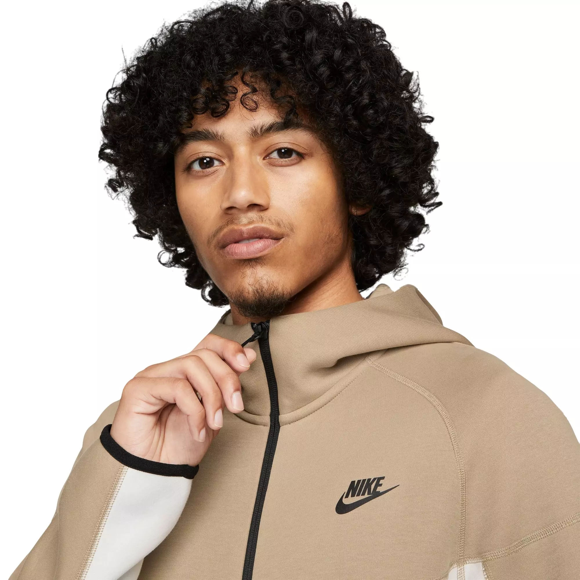 Nike Men's Tech Fleece Full-Zip Hoodie - Summit White - WHITE/KHAKI