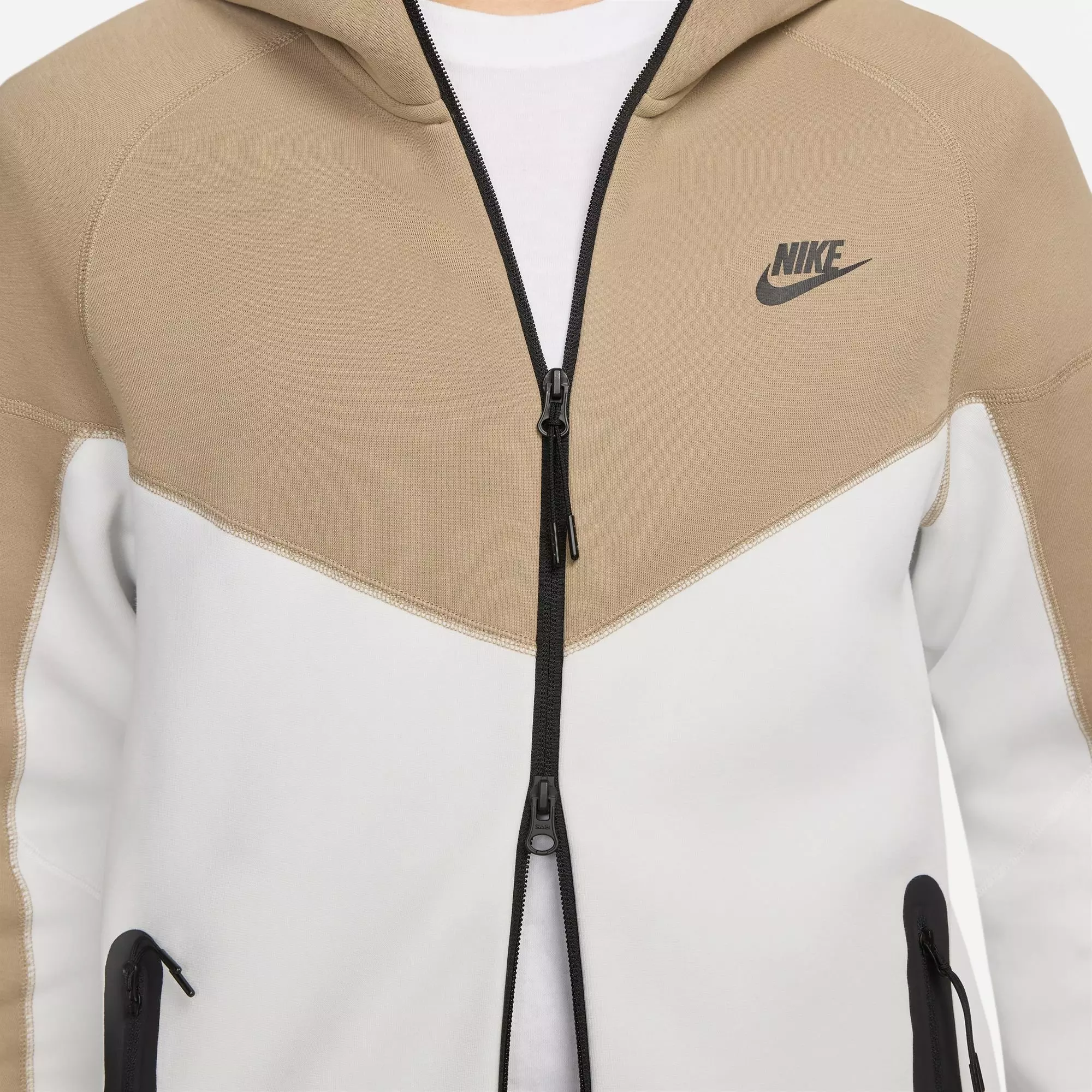Nike Men's Tech Fleece Full-Zip Hoodie - Summit White - WHITE/KHAKI
