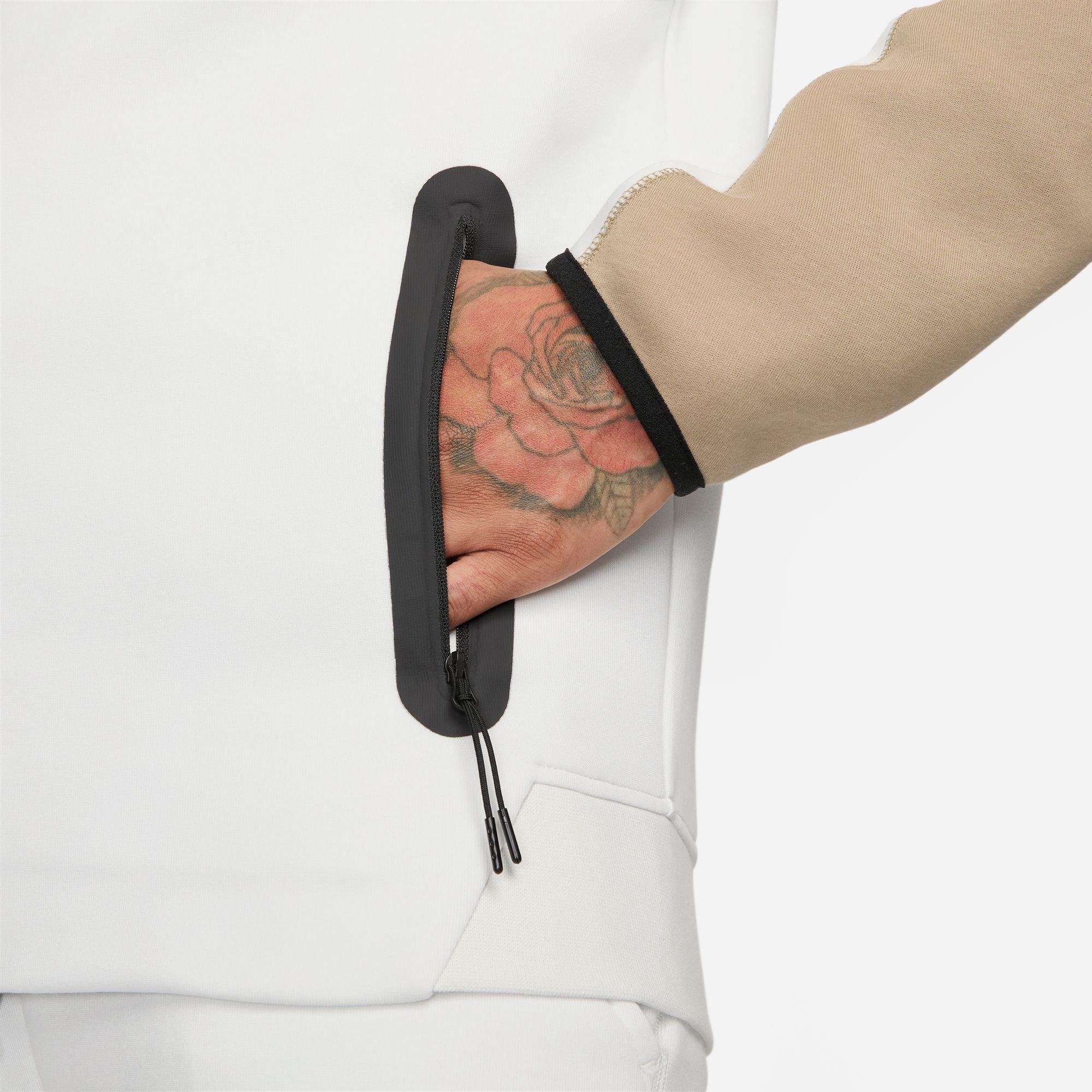 Nike Men's Tech Fleece Full-Zip Hoodie - Summit White - WHITE/KHAKI Thumbnail View 6