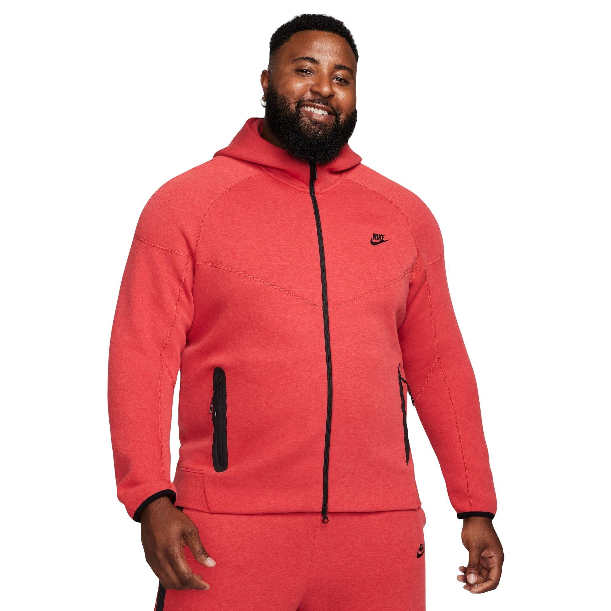 Nike Men's Tech Fleece Full-Zip Hoodie - Red - Hibbett