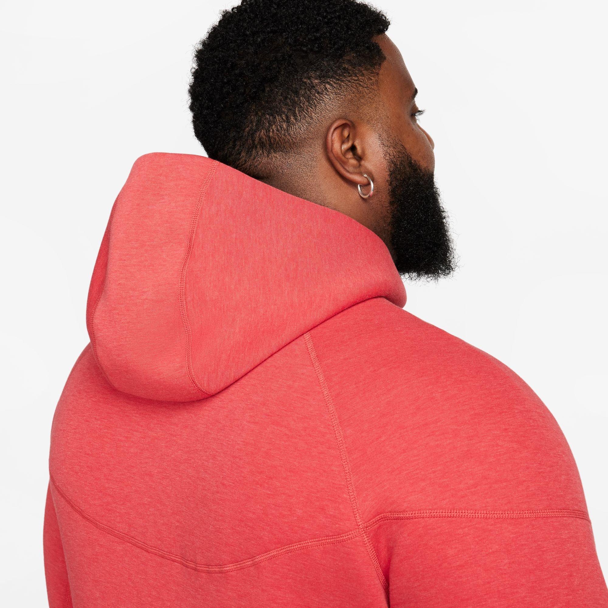 Nike Men's Sportswear Tech Fleece Full-Zip Hoodie-Red/Black - Hibbett