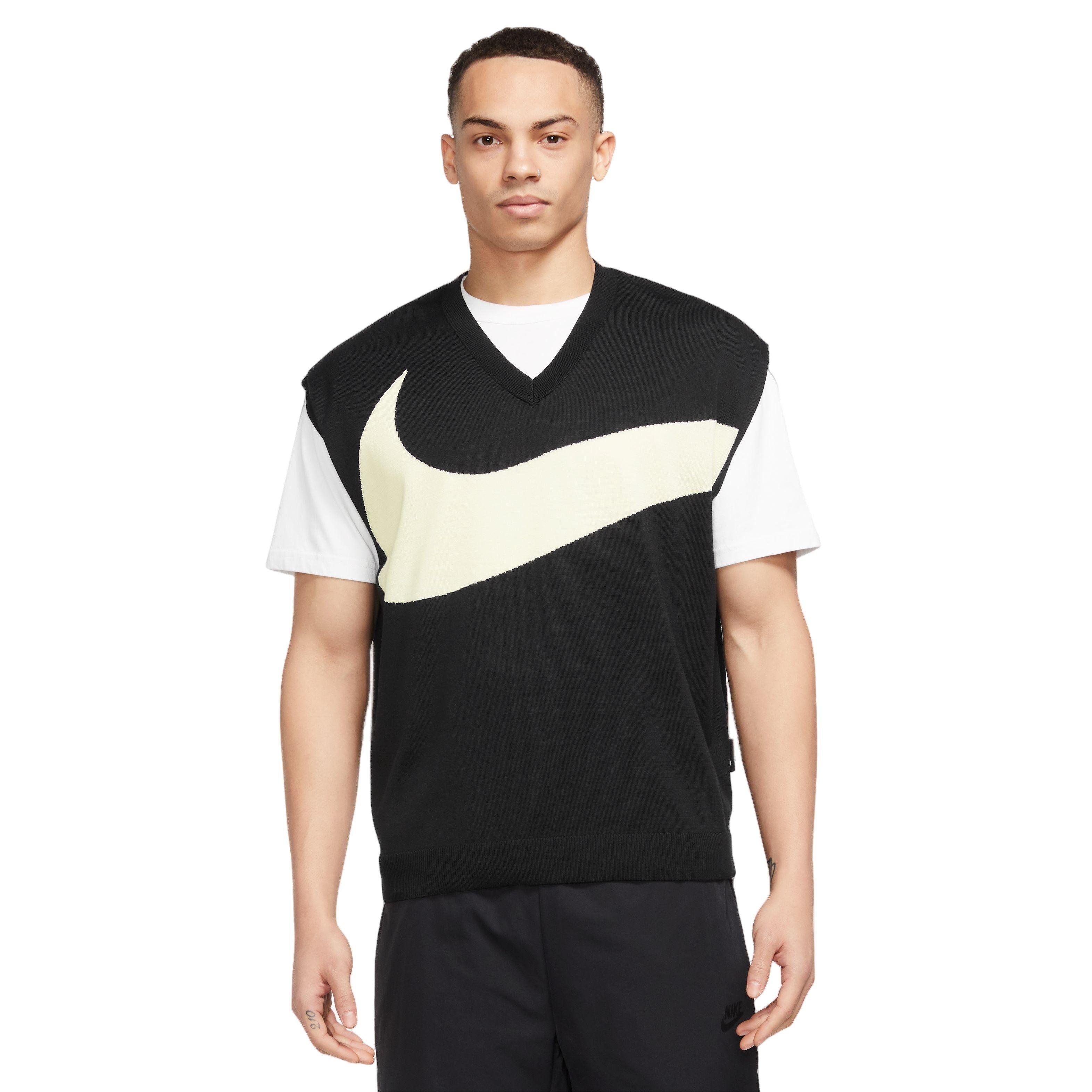 Nike Men's Swoosh Sweater Vest - BLACK Thumbnail View 1