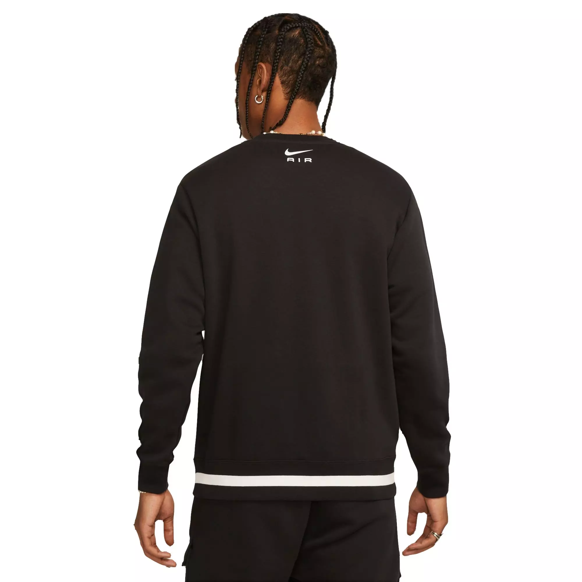 Nike Men's Sportswear Air Fleece Crew Sweatshirt-Black - BLACK