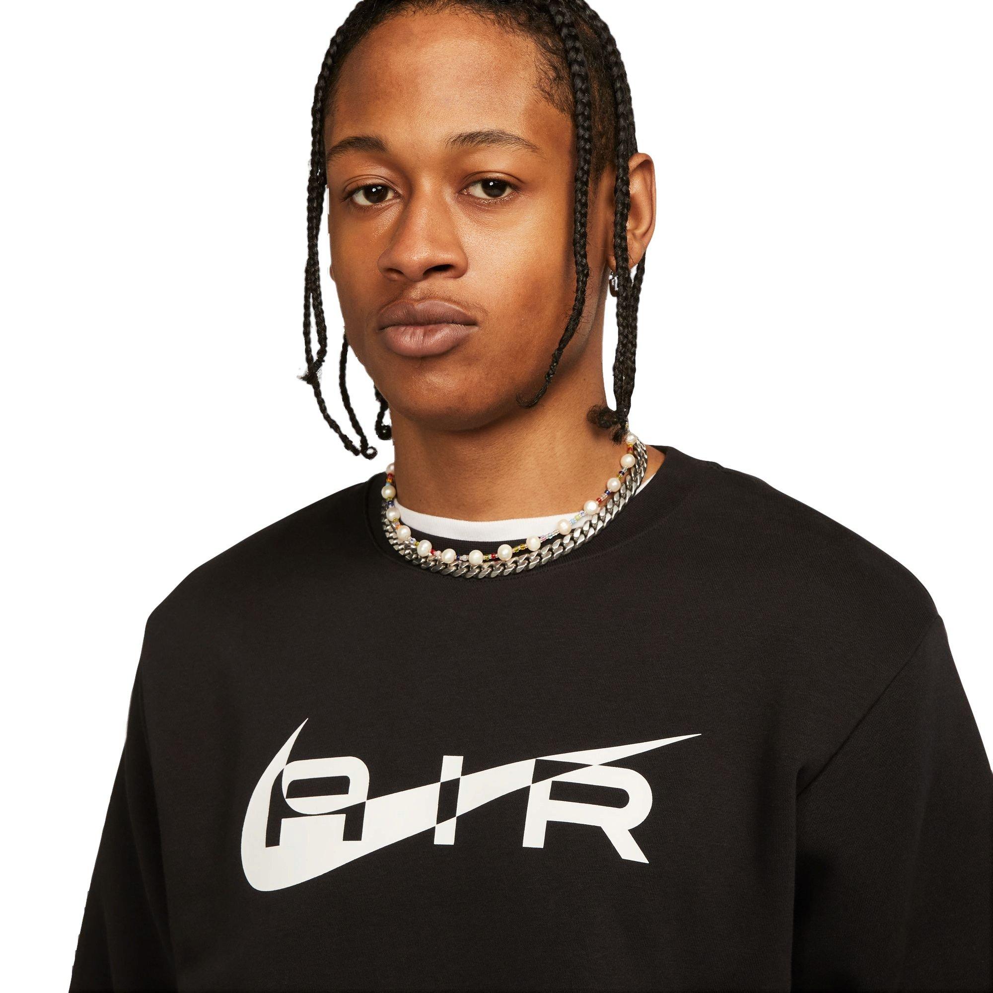 Nike Men's Sportswear Air Fleece Crew Sweatshirt-Black - BLACK Thumbnail View 3