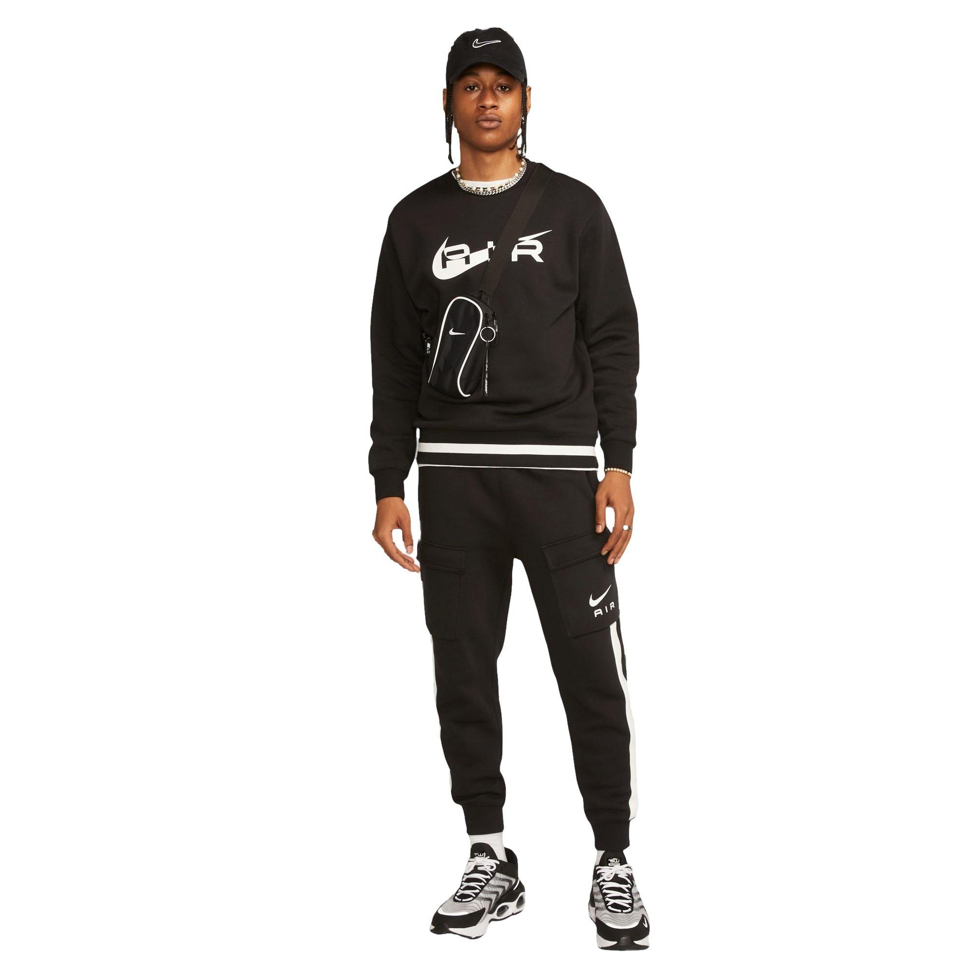 Nike Men's Sportswear Air Fleece Crew Sweatshirt-Black - BLACK Thumbnail View 5