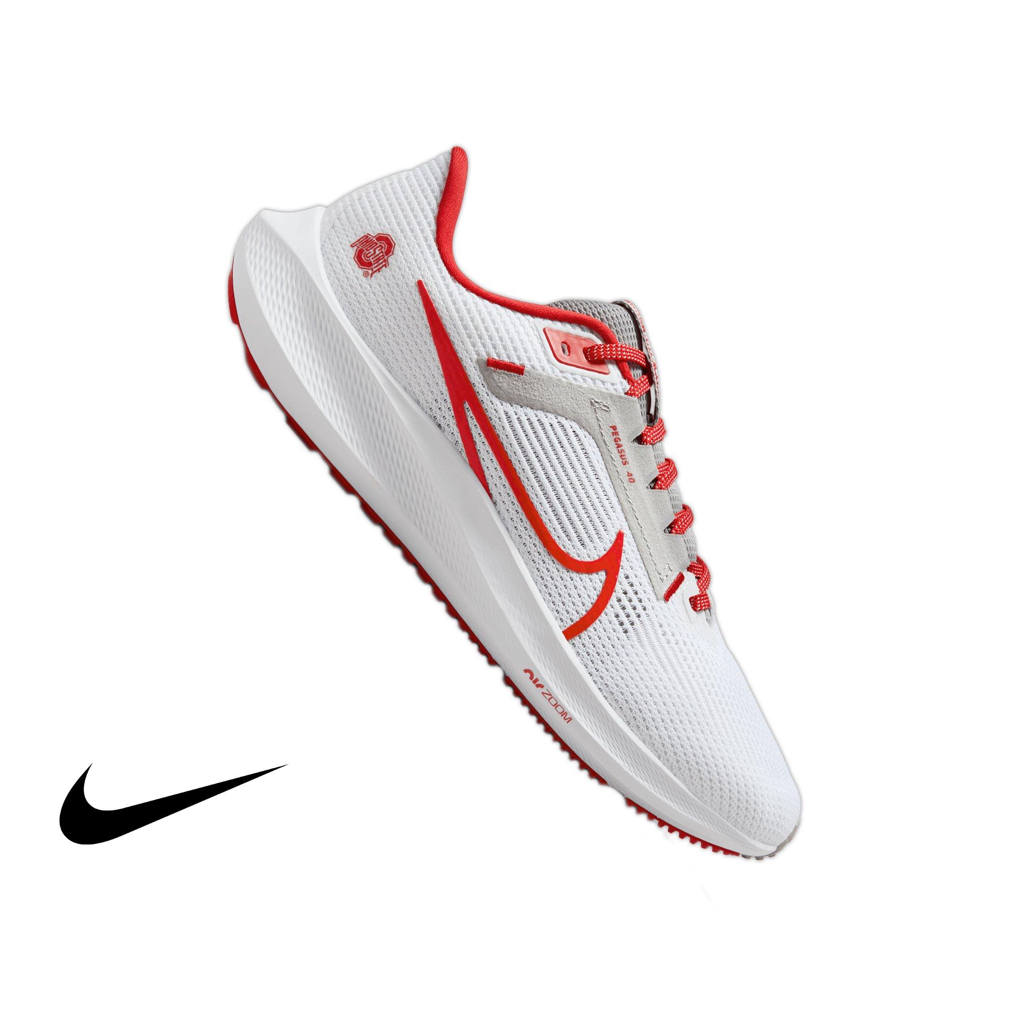 Nike Pegasus 40 "Ohio State" Men's Running Shoe - WHITE/UNIVERSITY RED/PEWTER GREY Thumbnail View 1