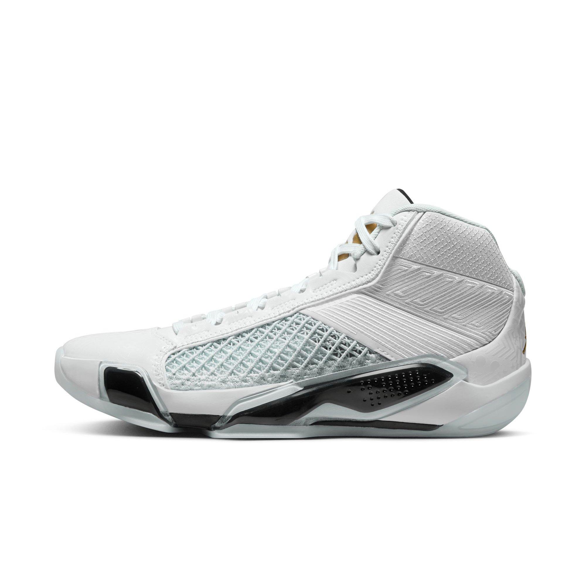 Jordan XXXVIII "FIBA" Men's Basketball Shoe - WHITE/METALLIC GOLD/PURE PLATINUM Thumbnail View 8