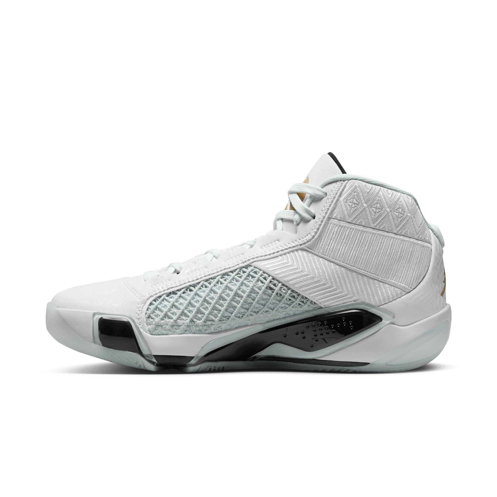 Jordan XXXVIII "FIBA" Men's Basketball Shoe - WHITE/METALLIC GOLD/PURE PLATINUM Thumbnail View 9
