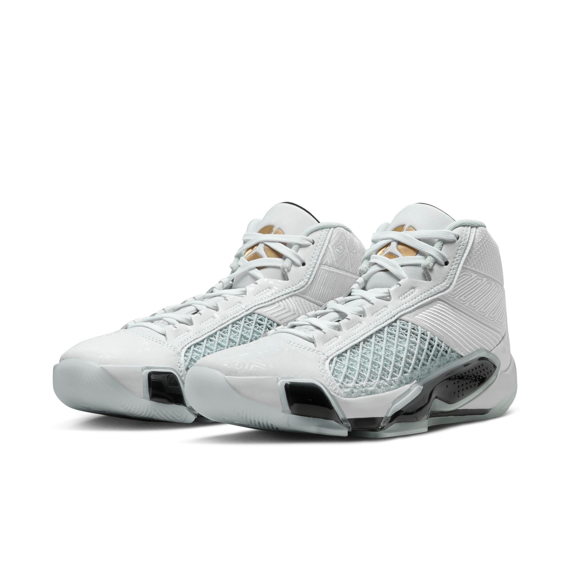 Jordan XXXVIII "FIBA" Men's Basketball Shoe - WHITE/METALLIC GOLD/PURE PLATINUM Thumbnail View 3