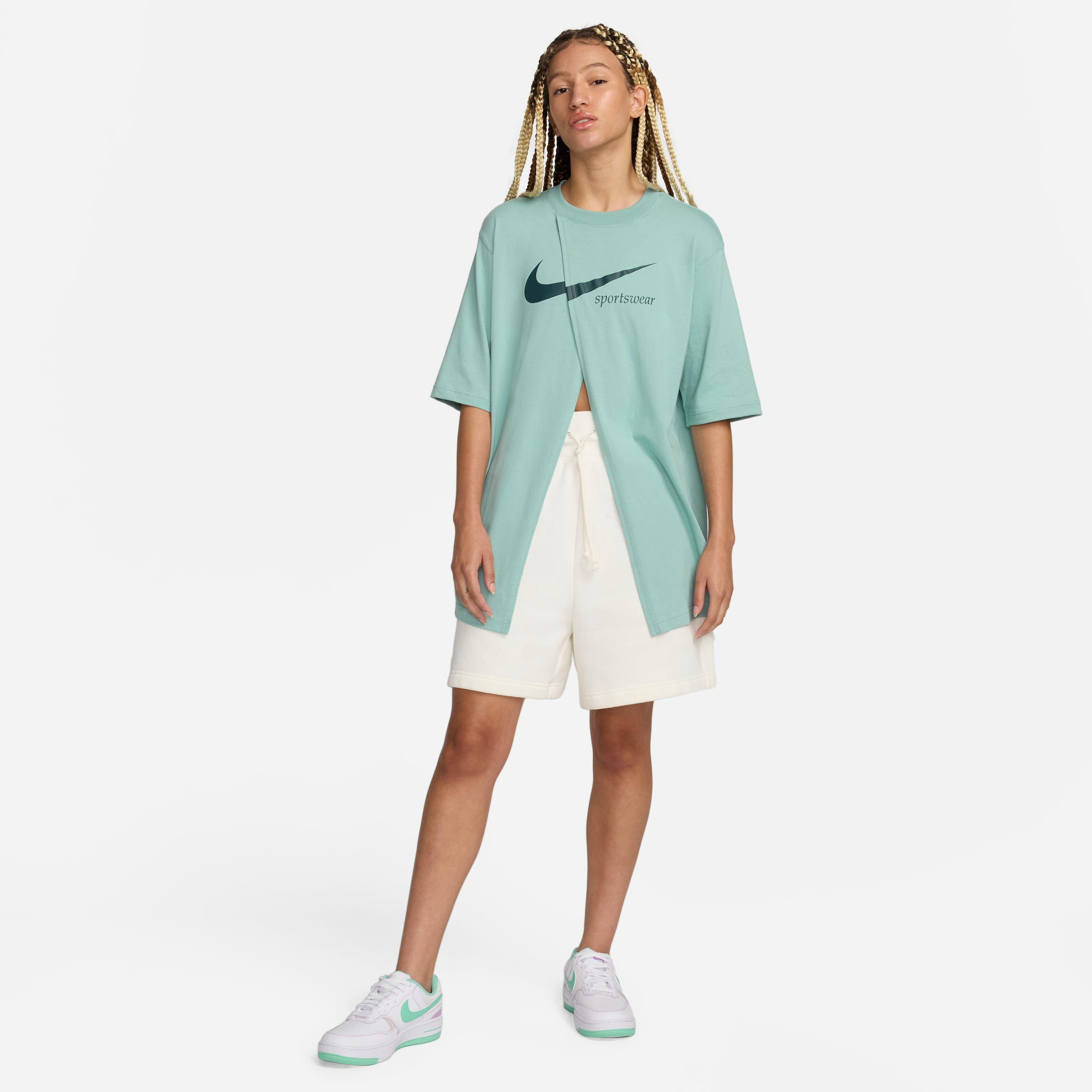 Nike Women's Slit Oversized Tee - Mineral - TEAL Thumbnail View 4