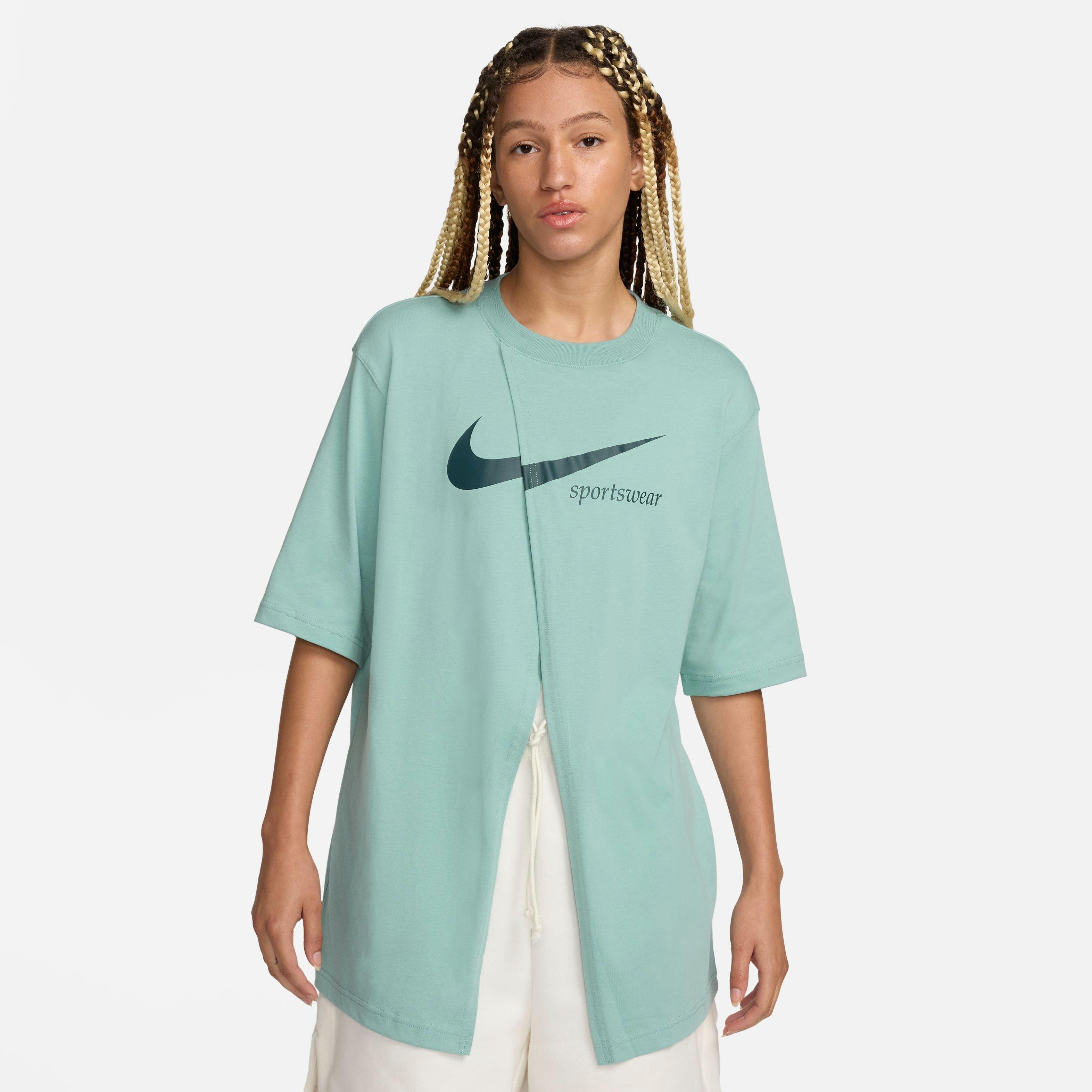 Nike Women's Slit Oversized Tee - Mineral - TEAL Thumbnail View 5