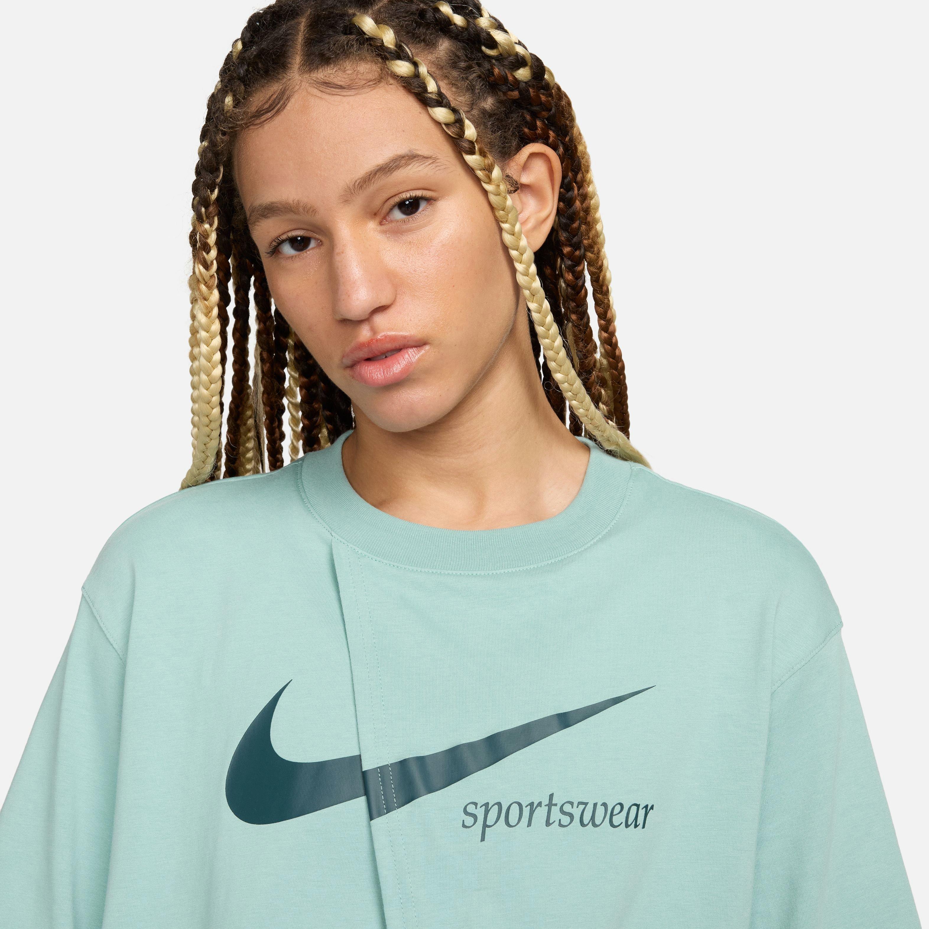 Nike Women's Slit Oversized Tee - Mineral - TEAL Thumbnail View 7