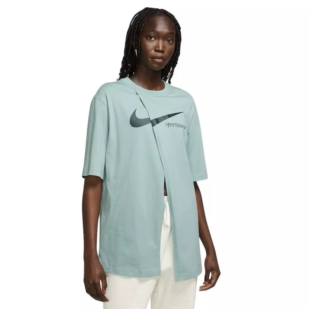 Nike Women's Slit Oversized Tee - Mineral - TEAL
