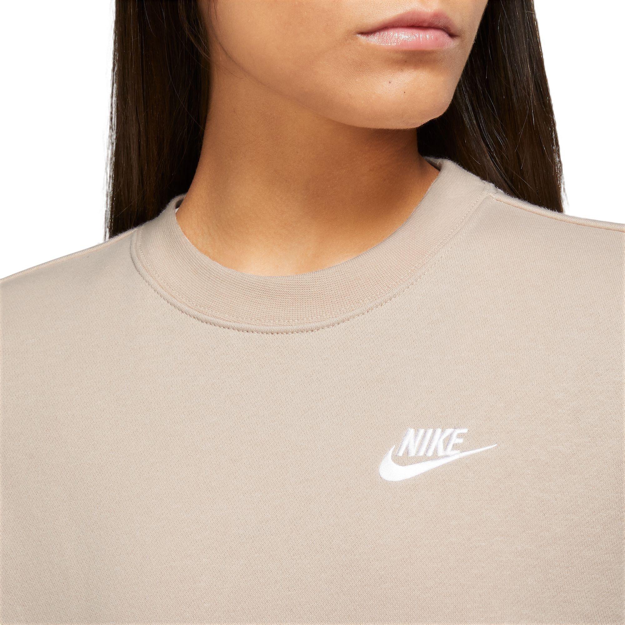 Nike Women's Sportswear Club Fleece Crew Sweatshirt - Sanddrift - BROWN Thumbnail View 3