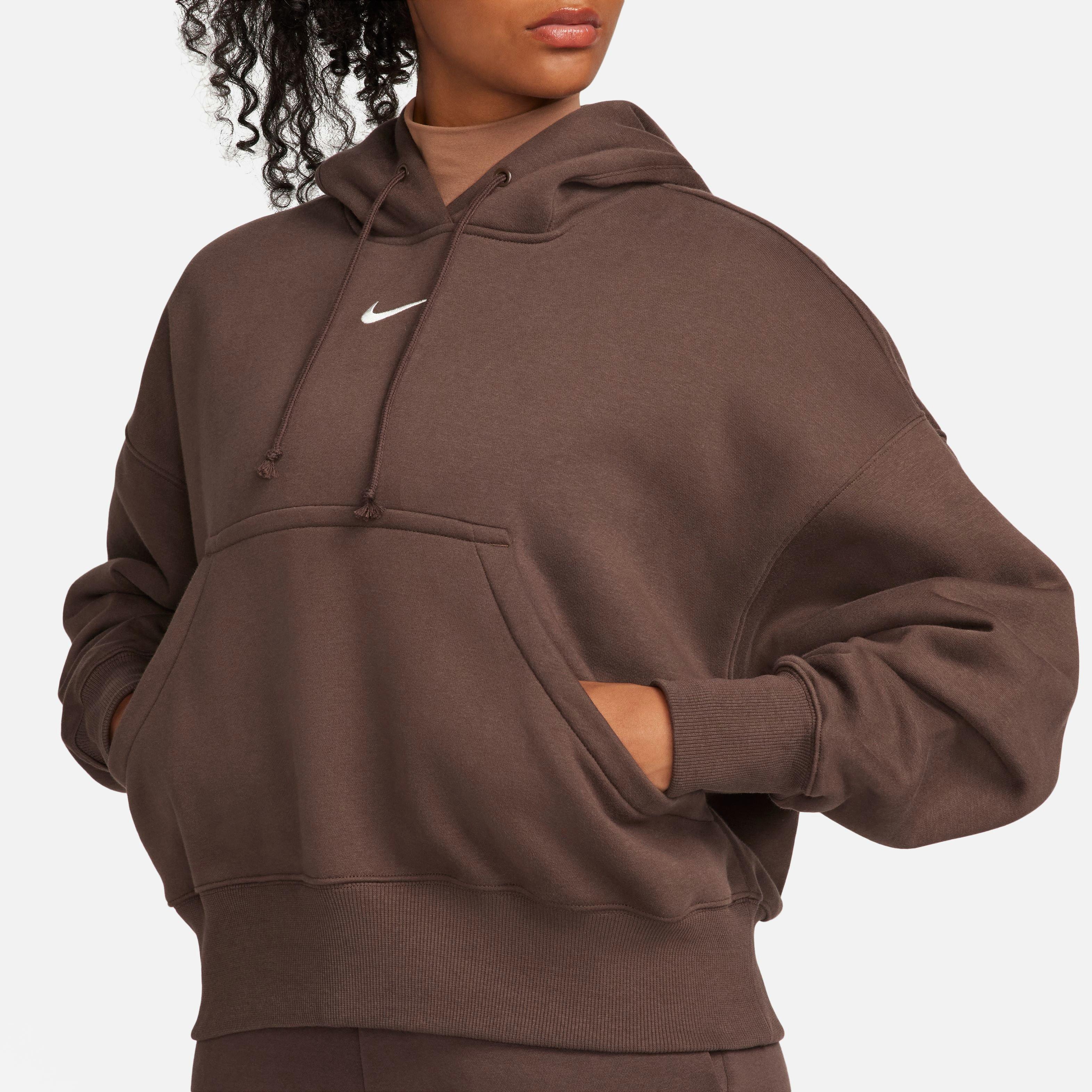 Nike Women's Phoenix Fleece Oversized Hoodie - Baroque Brown - BROWN Thumbnail View 2