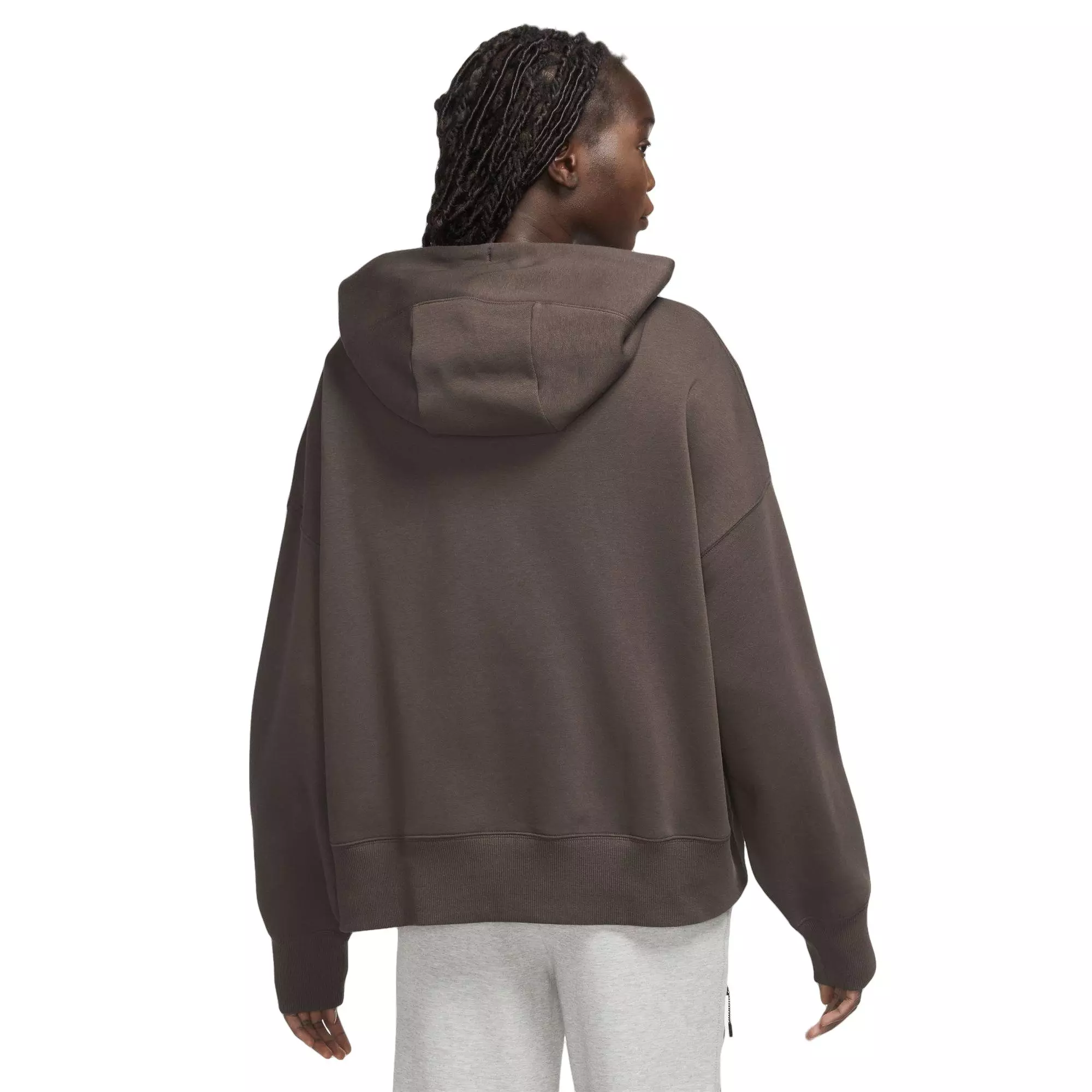 Nike Women's Phoenix Fleece Oversized Hoodie - Baroque Brown - BROWN