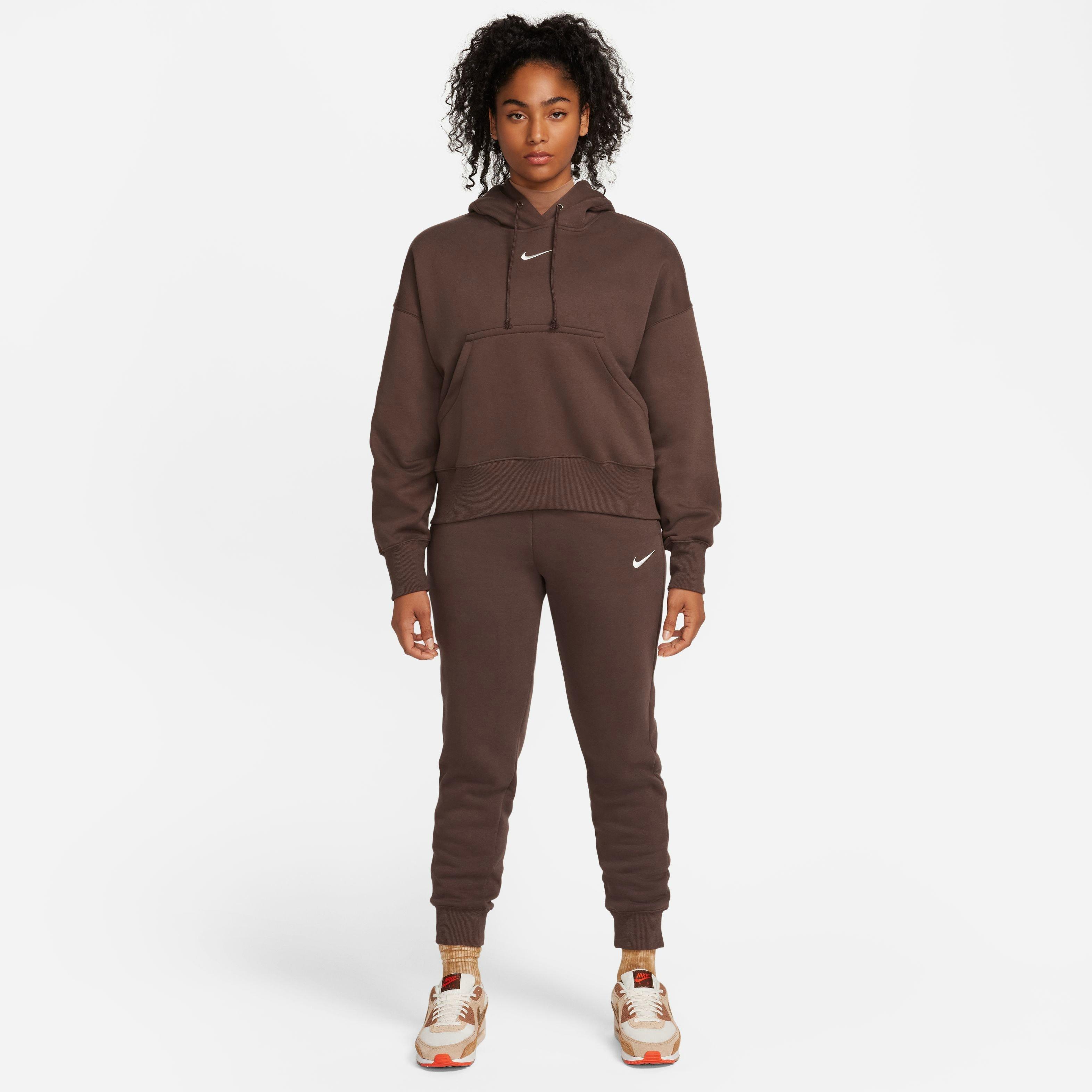 Nike Women's Phoenix Fleece Oversized Hoodie - Baroque Brown - BROWN Thumbnail View 10